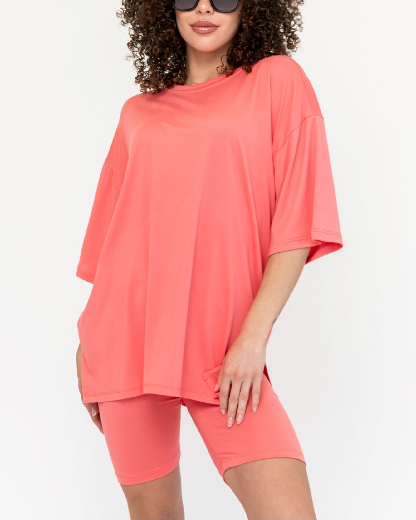 Women's Oversized Tee and Biker Set 