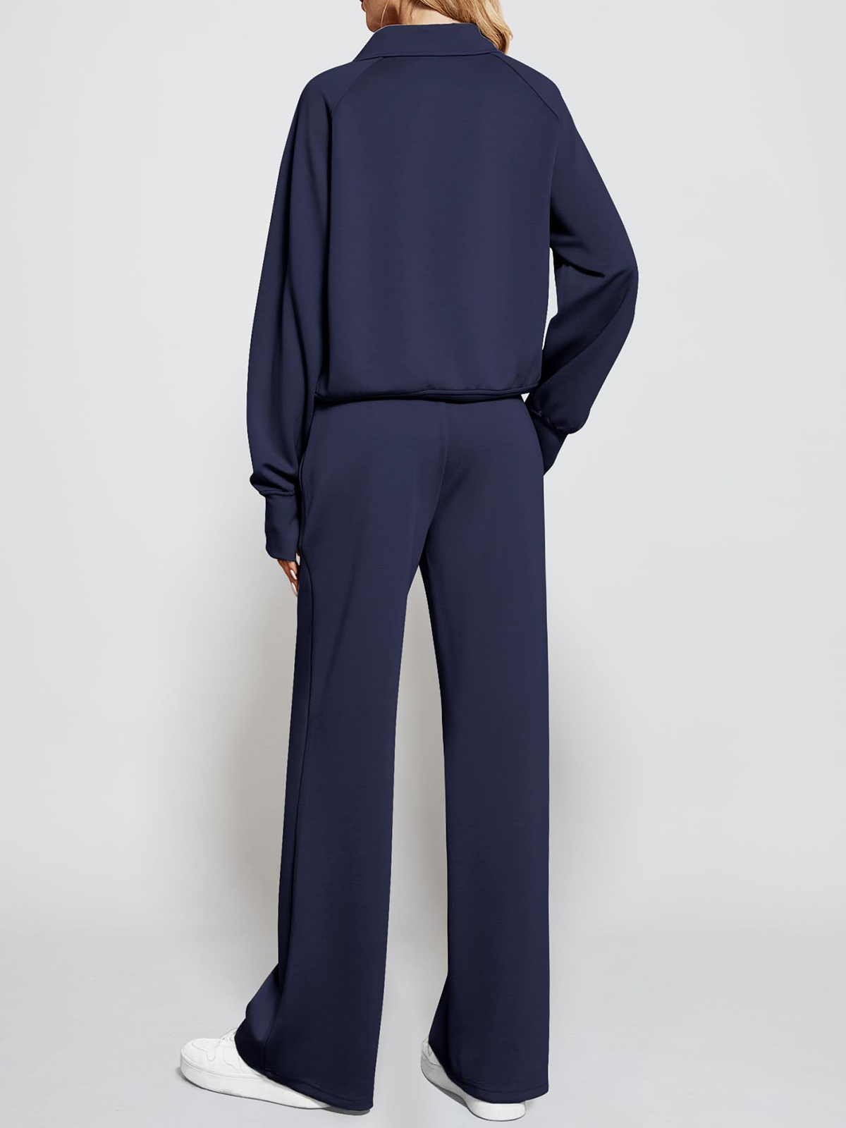 Women's Oversized Half Zip Wide Leg 2 Piece Outfits Lounge Set