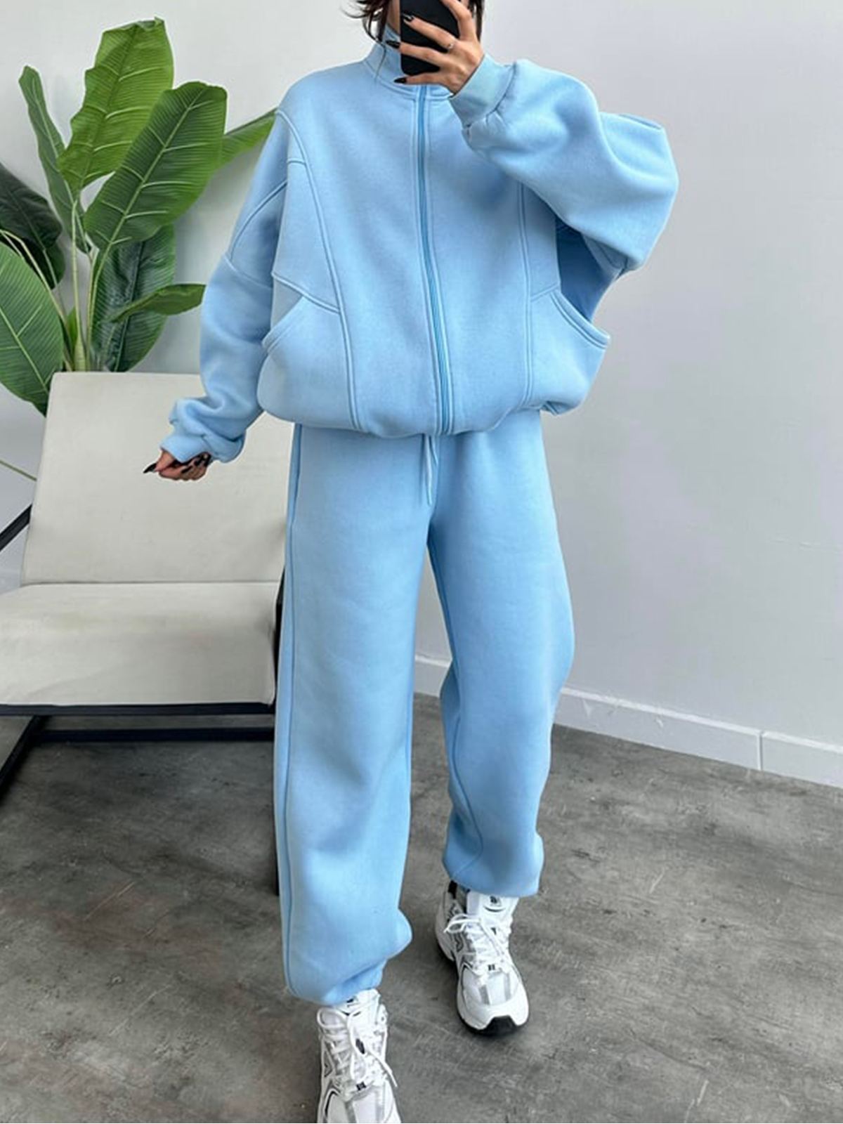Women's 2 Piece Sets Zipper Outfits Casual Long Sleeve  Sweatsuits Sets