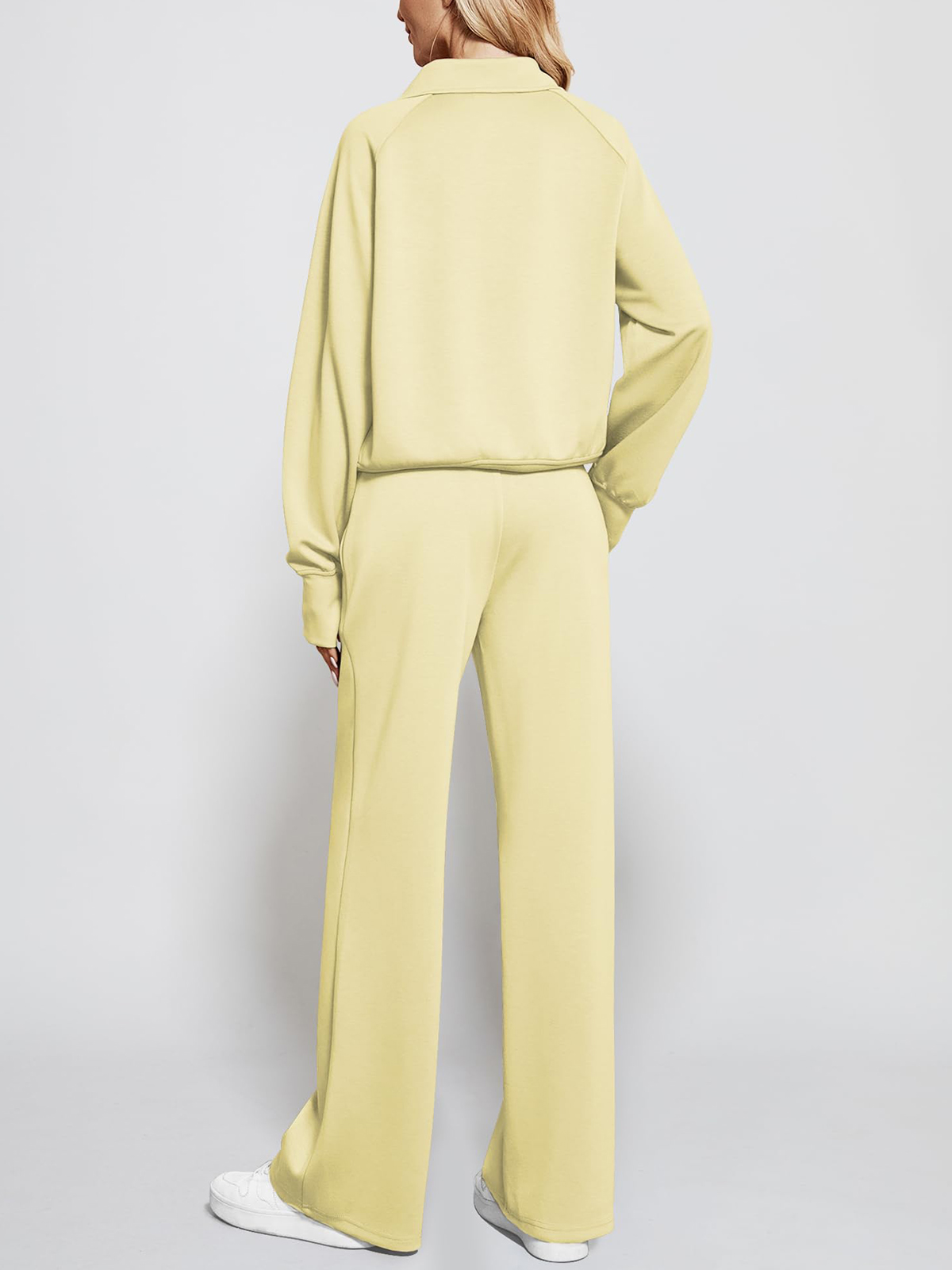 Women's Oversized Half Zip Wide Leg 2 Piece Outfits Lounge Set