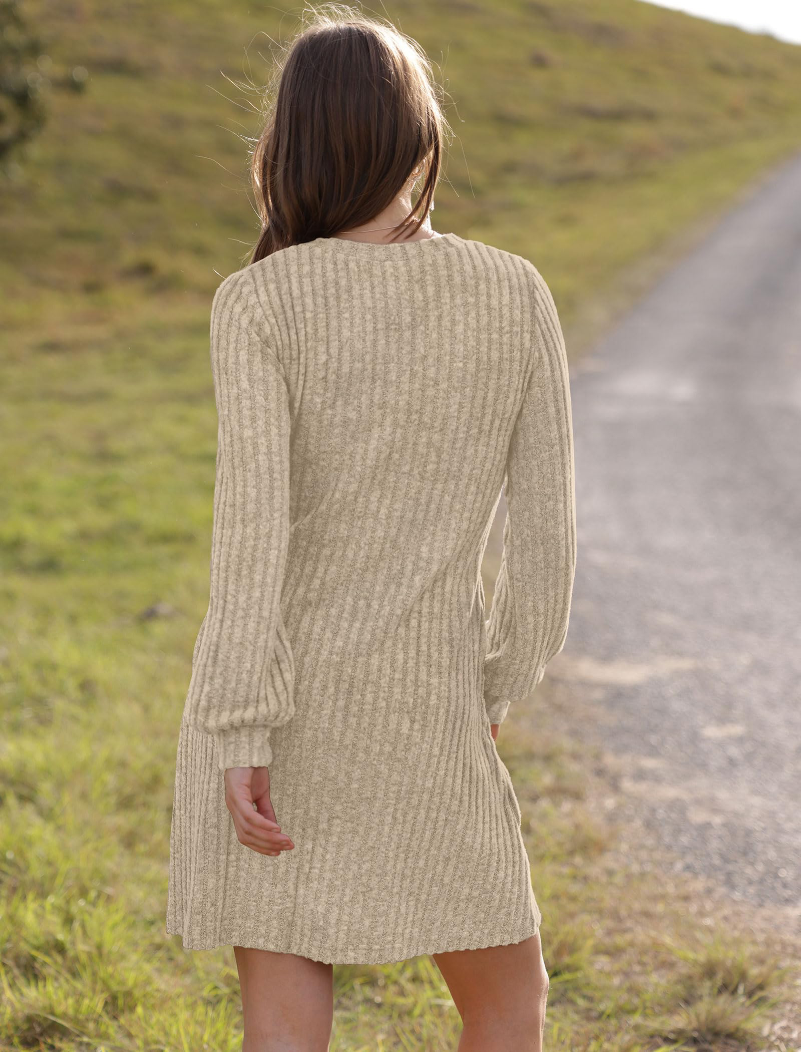 Women's V Neck Long Sleeve Casual Fall Dresses