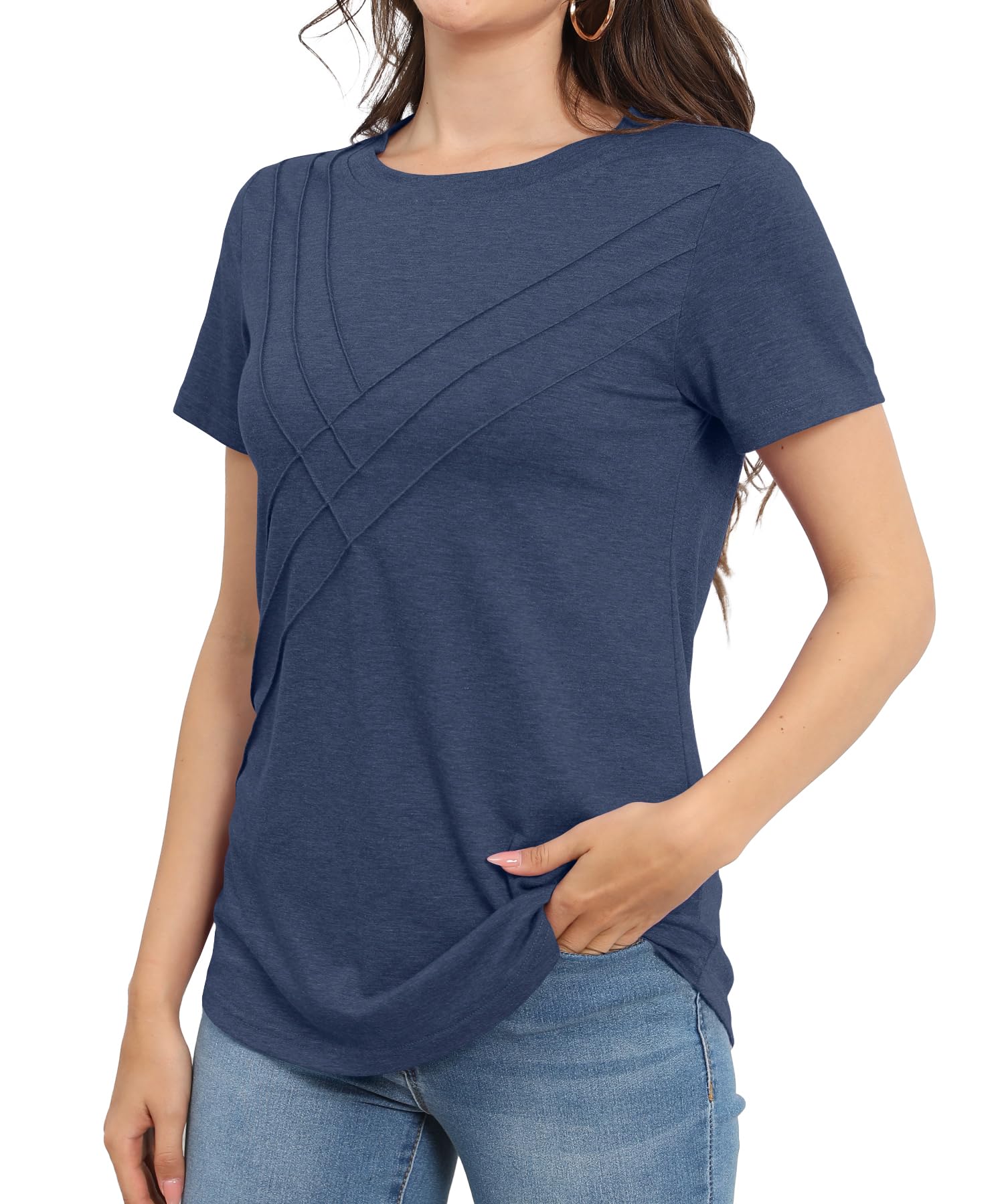 Women's Pleated Short Sleeve Top (buy 3 free shipping!!!)