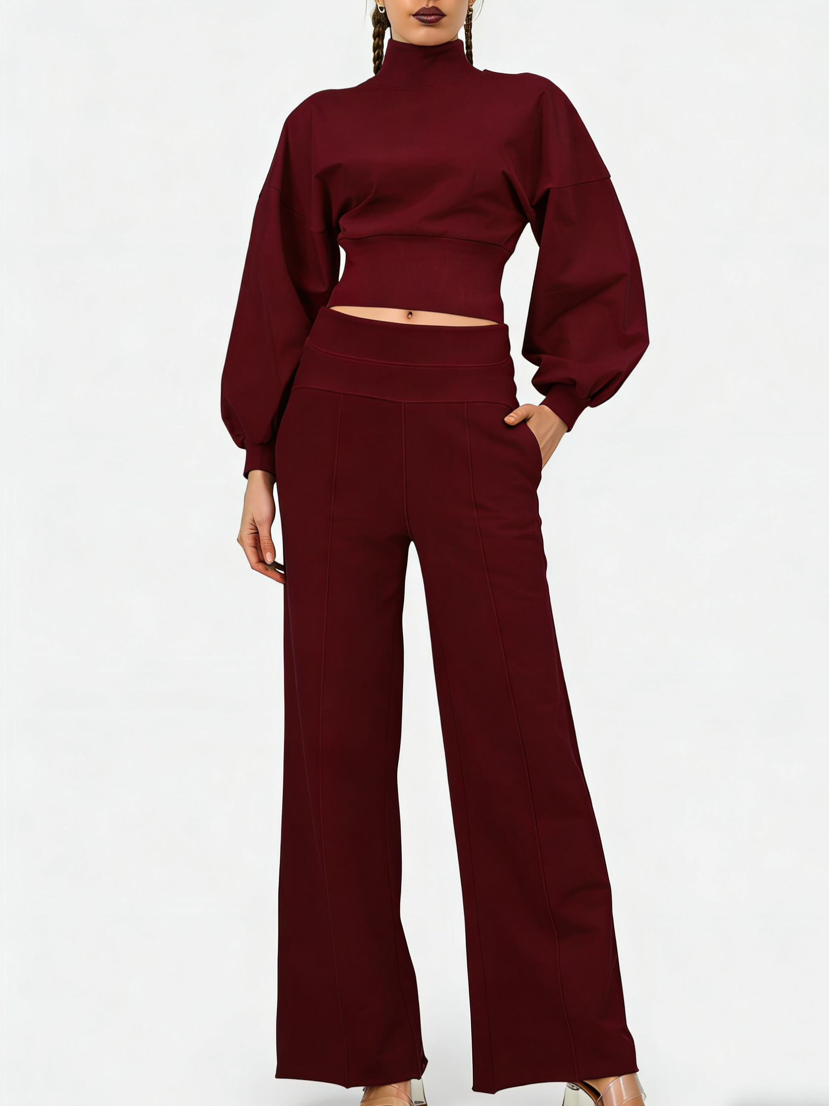 Women's 2-Piece Turtleneck Workout Set