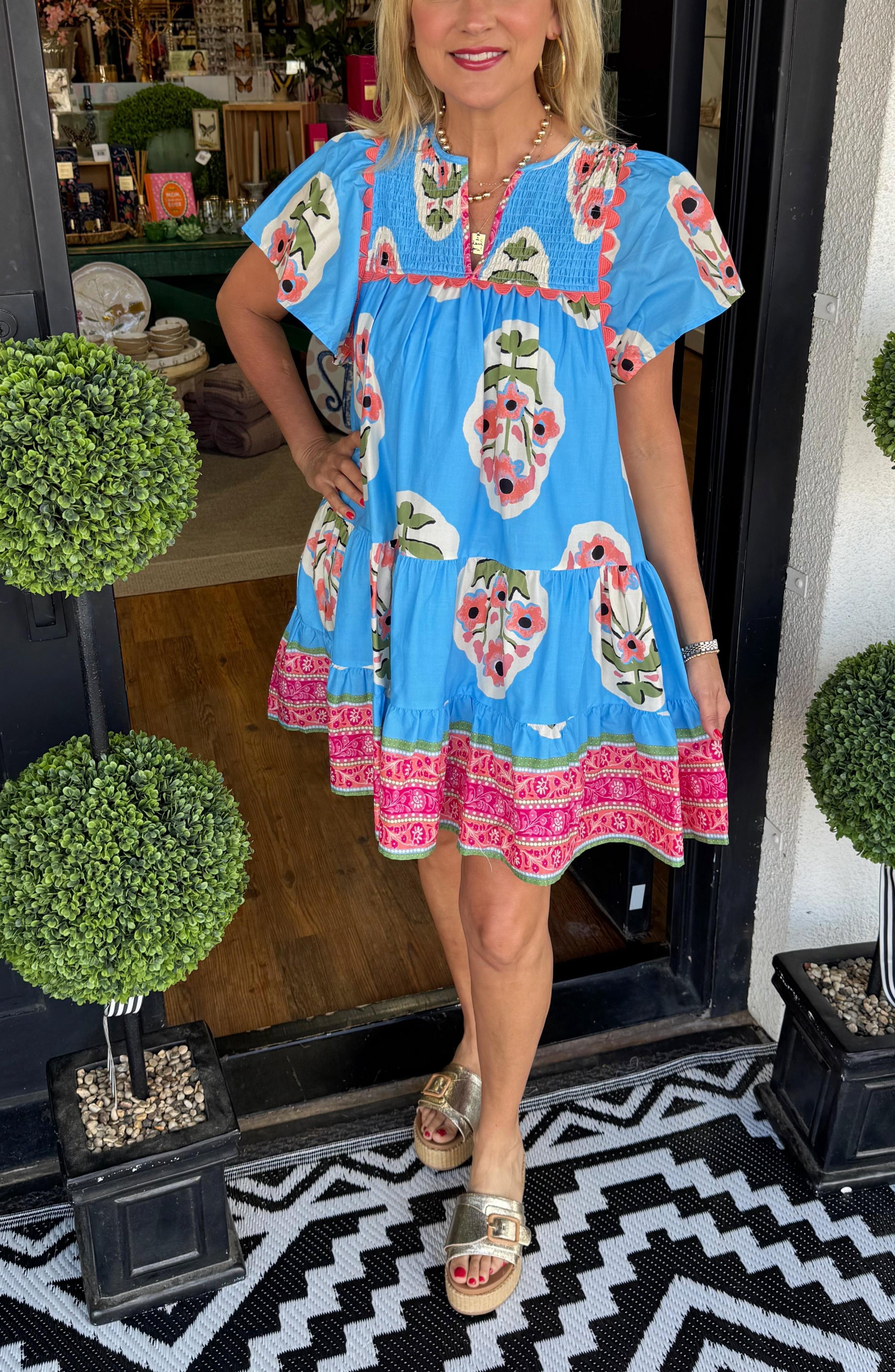 Women's V-neck Pleated Print Short Dress(Buy 2 Free Shipping)