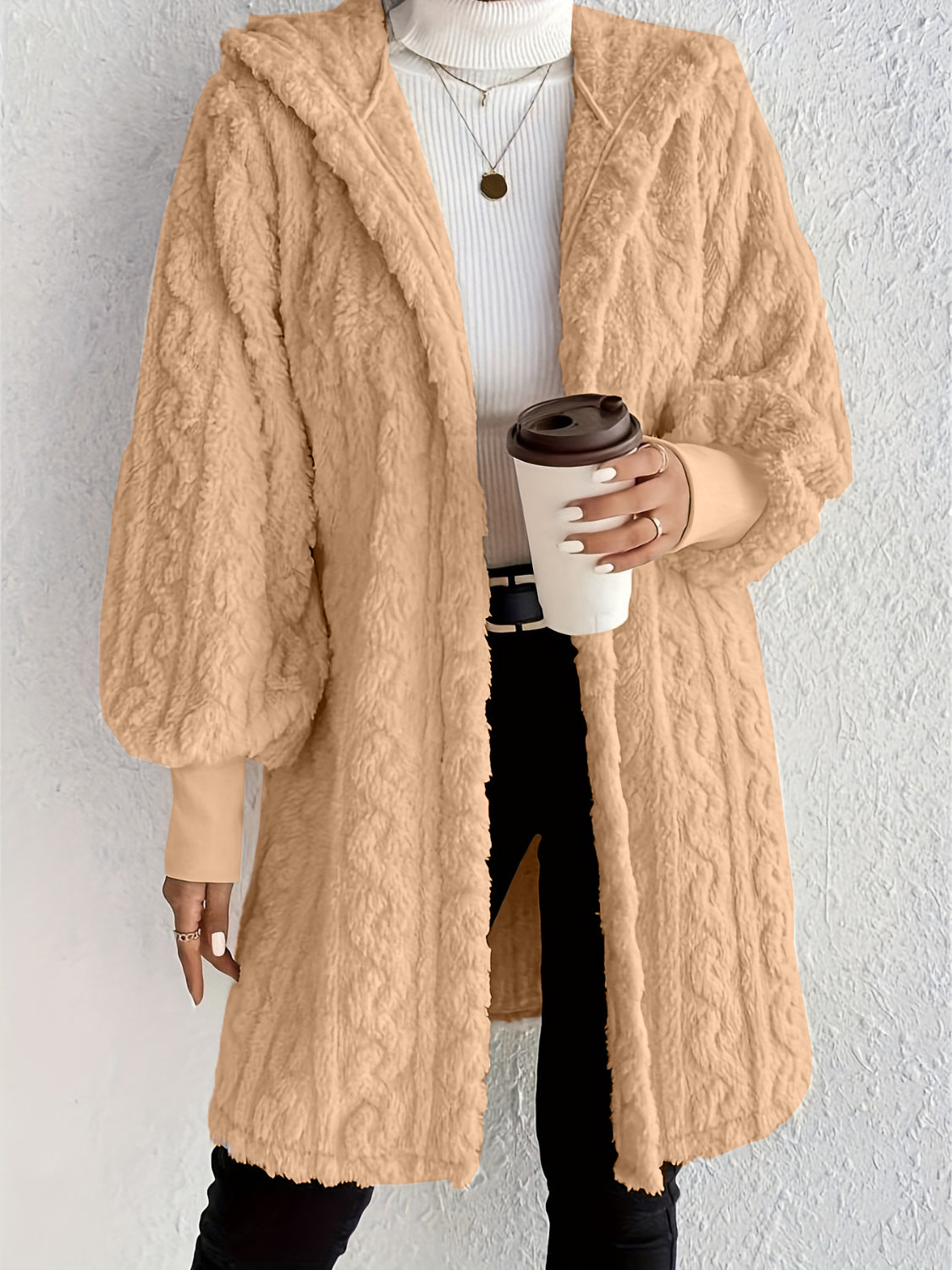Cozy Open-Front Hooded Jacket –Fuzzy Long Sleeve Layer (Final Days: Big Savings!!!)