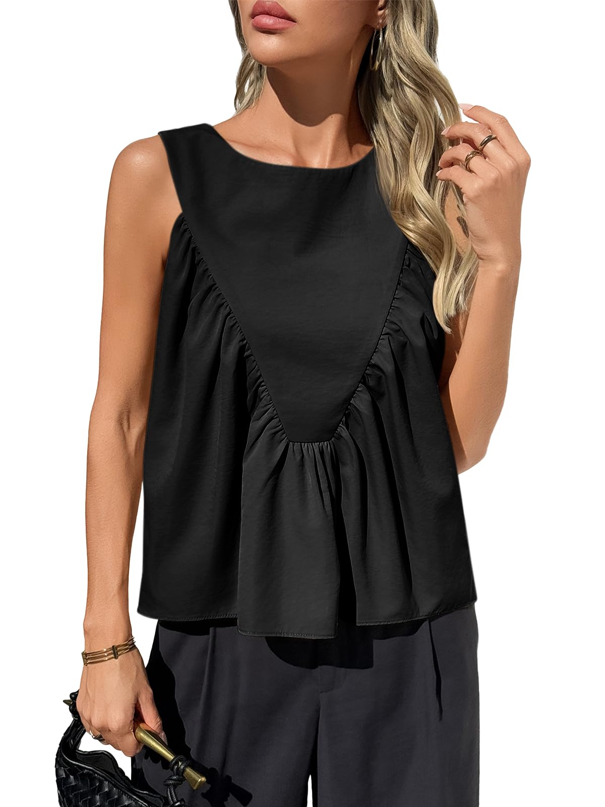 Womens Peplum Babydoll Tank Tops Summer Sleeveless Loose T Shirts (Buy 2 Free Shipping!!!)