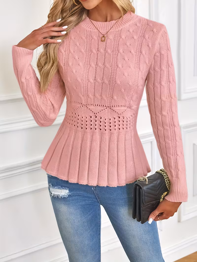 ✨Women's Chunky Knit Crew Neck Long Sleeve Knit Top (Buy 2 Free Shipping)