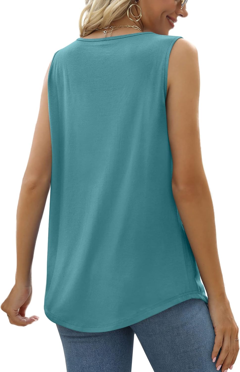 Women's Loose Fit Pleated Scoop Neck Sleeveless Lace Tank Tops (Buy 3 Free Shipping)