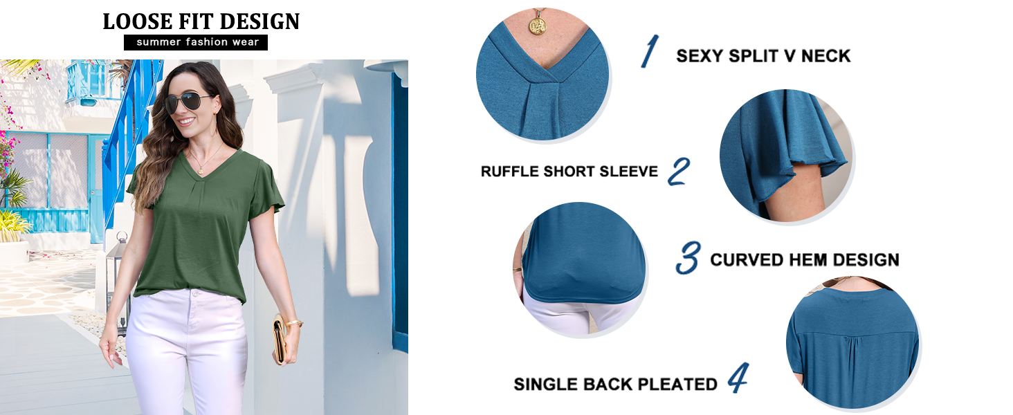 women summer soft comfortable short sleeve tunics