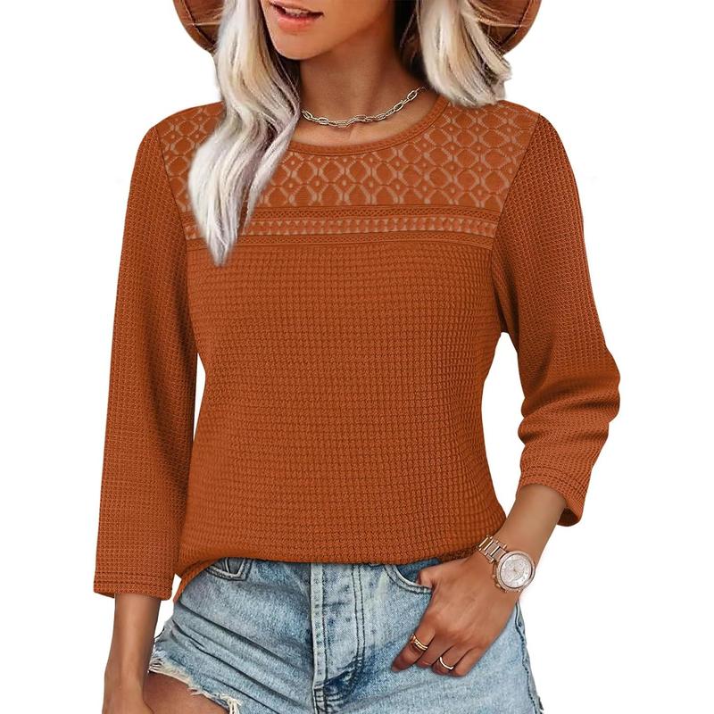 Women Blouses Dressy Casual 3/4 Length Sleeve Tops 