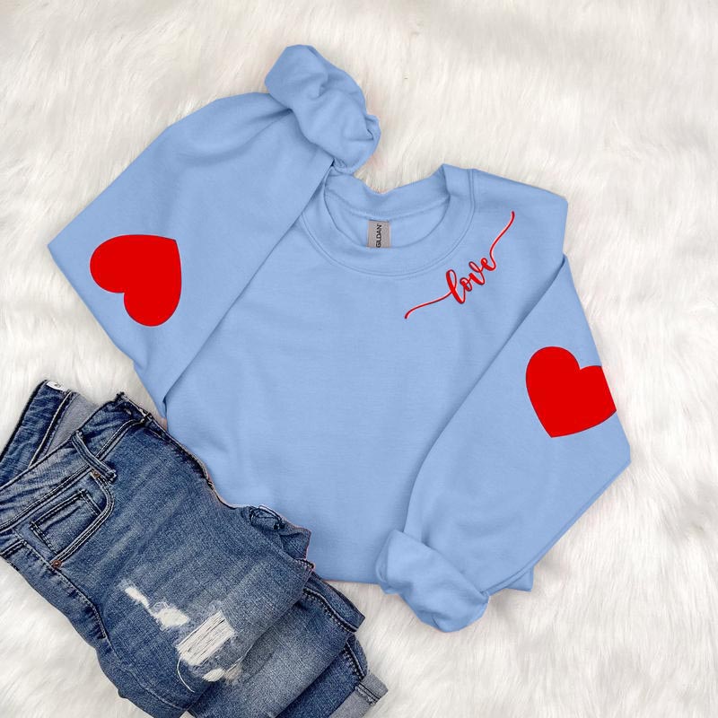 Long Sleeve Sweatershirt with Heart Elbow Patch