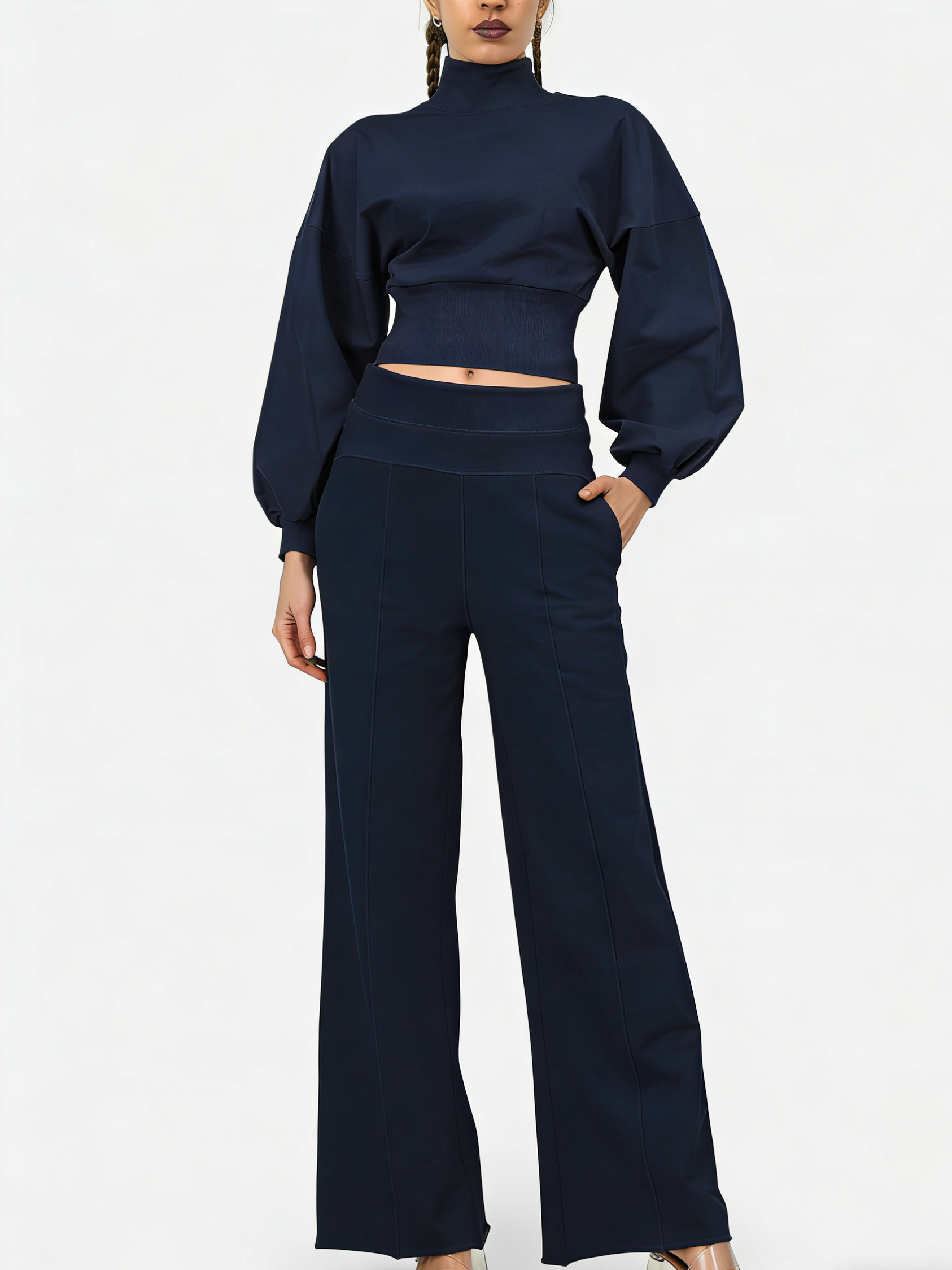 Women's 2-Piece Turtleneck Workout Set