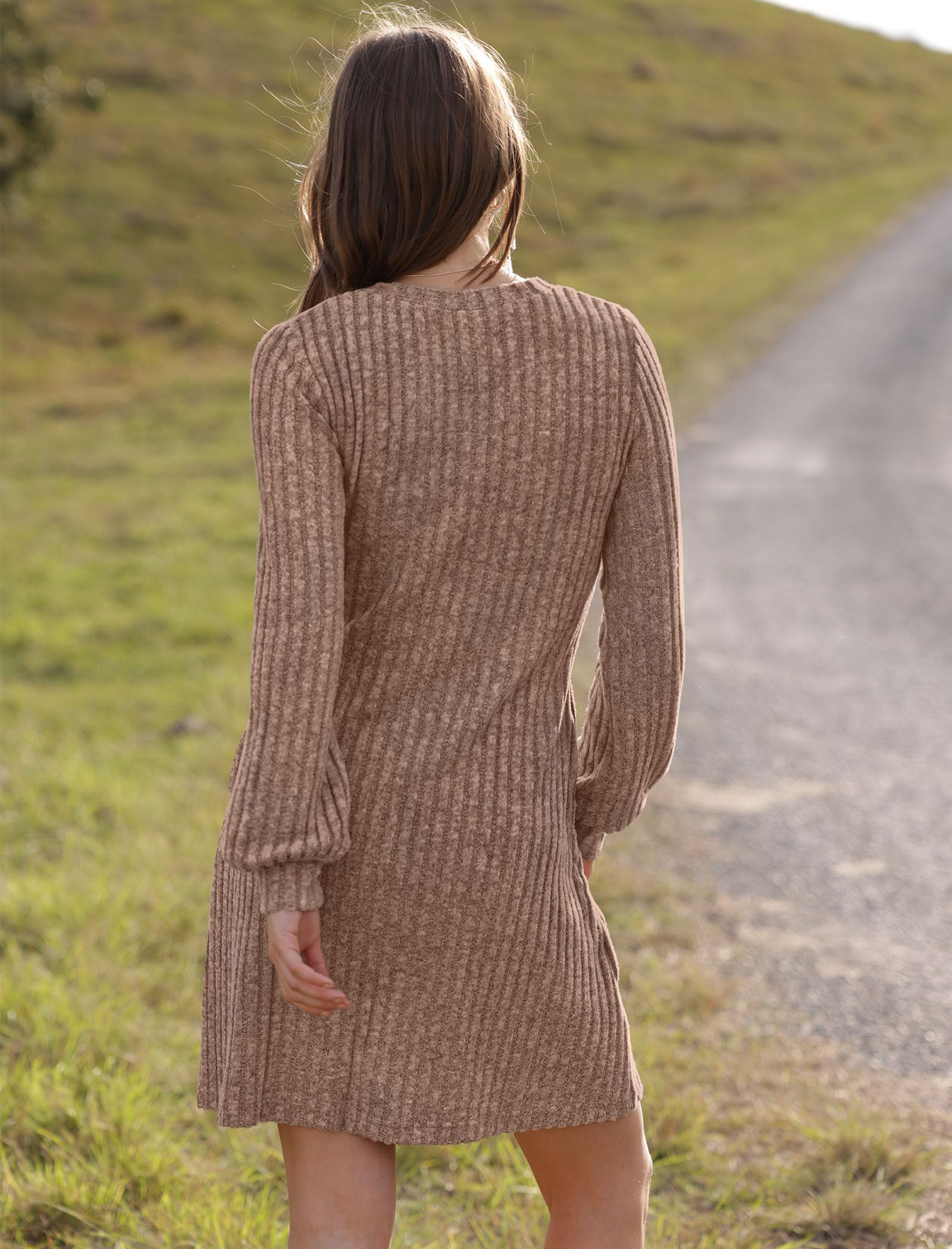 Women's V Neck Long Sleeve Casual Fall Dresses