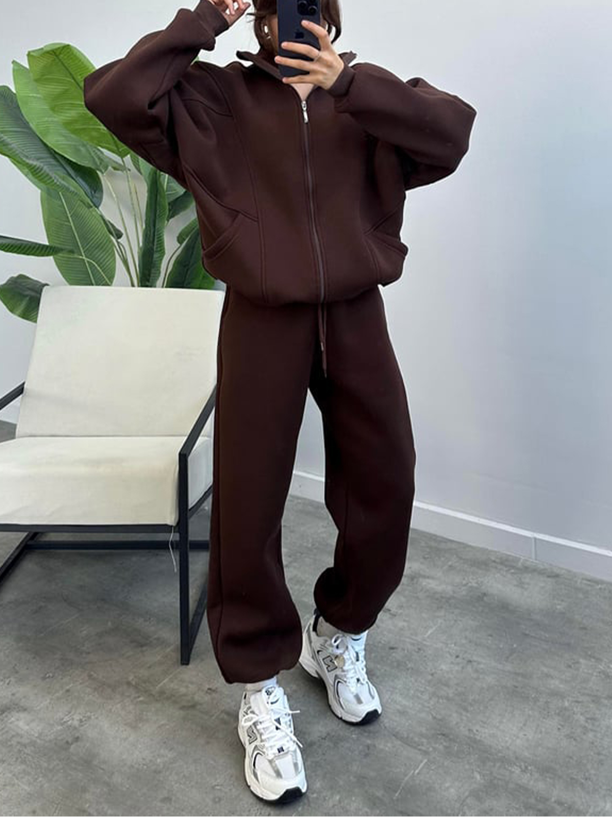 Women's 2 Piece Sets Zipper Outfits Casual Long Sleeve  Sweatsuits Sets