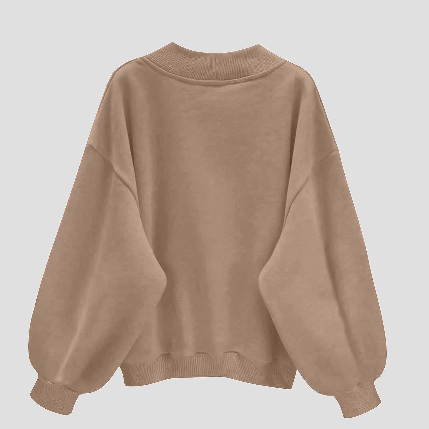 Womens Casual Sweatshirt V Neck Oversized Hoodless Solid Pullover
