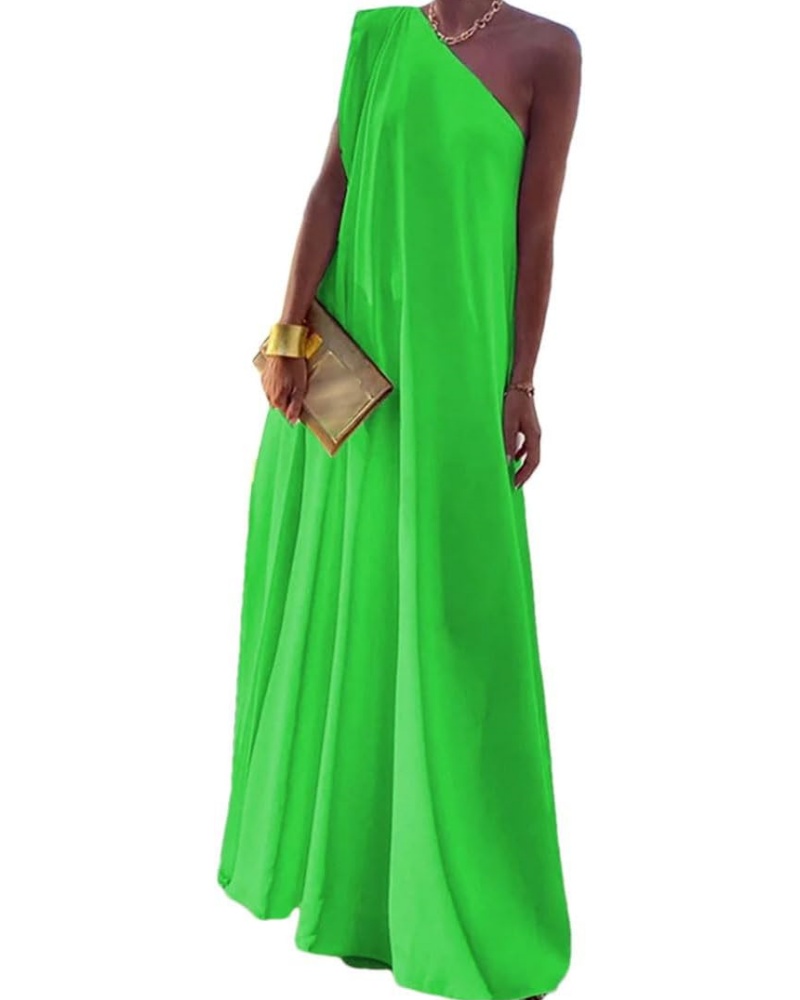 ✨Women's Summer Asymmetric Solid Color Slit One Shoulder Maxi Dress (Buy 2 Free Shipping)