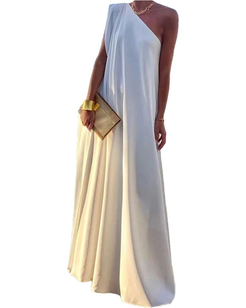 ✨Women's Summer Asymmetric Solid Color Slit One Shoulder Maxi Dress (Buy 2 Free Shipping)