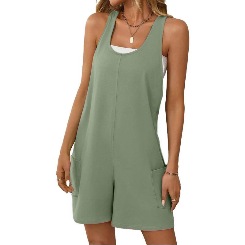 Casual Sleeveless Rompers for Women Racerback Overall Shorts with Pockets (Buy 2 Free Shipping!!!)