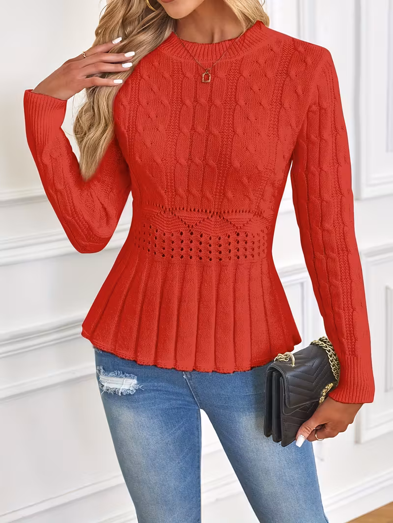 ✨Women's Chunky Knit Crew Neck Long Sleeve Knit Top (Buy 2 Free Shipping)