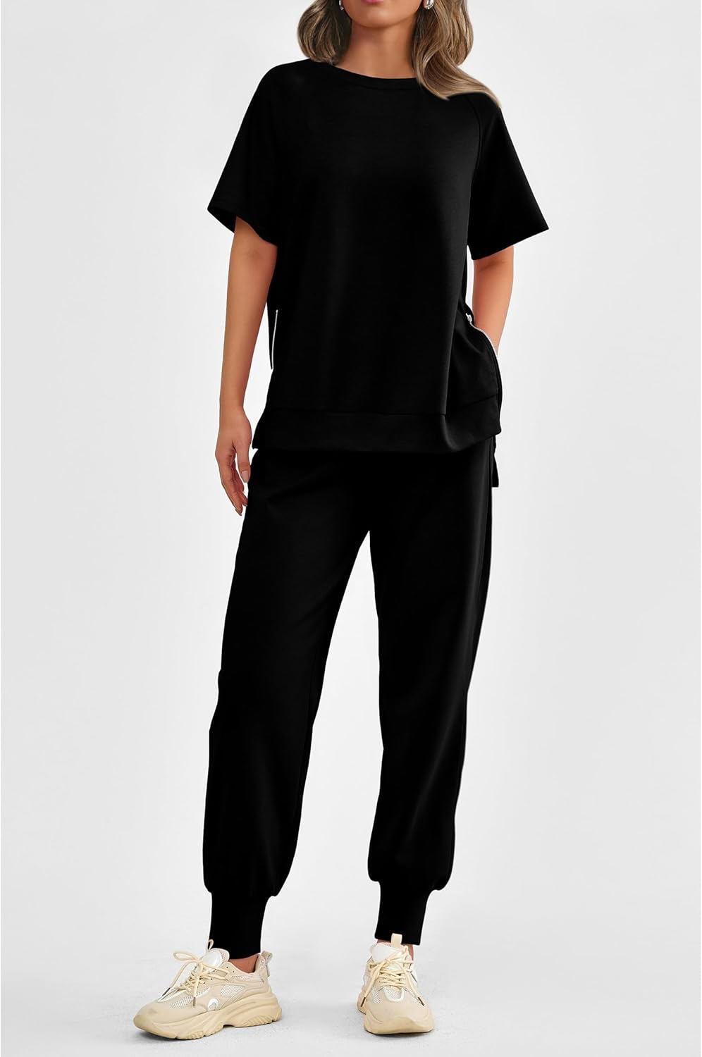 Women's  2 Piece Outfit Tracksuits Casual Tops High Waisted Sweatpants Set