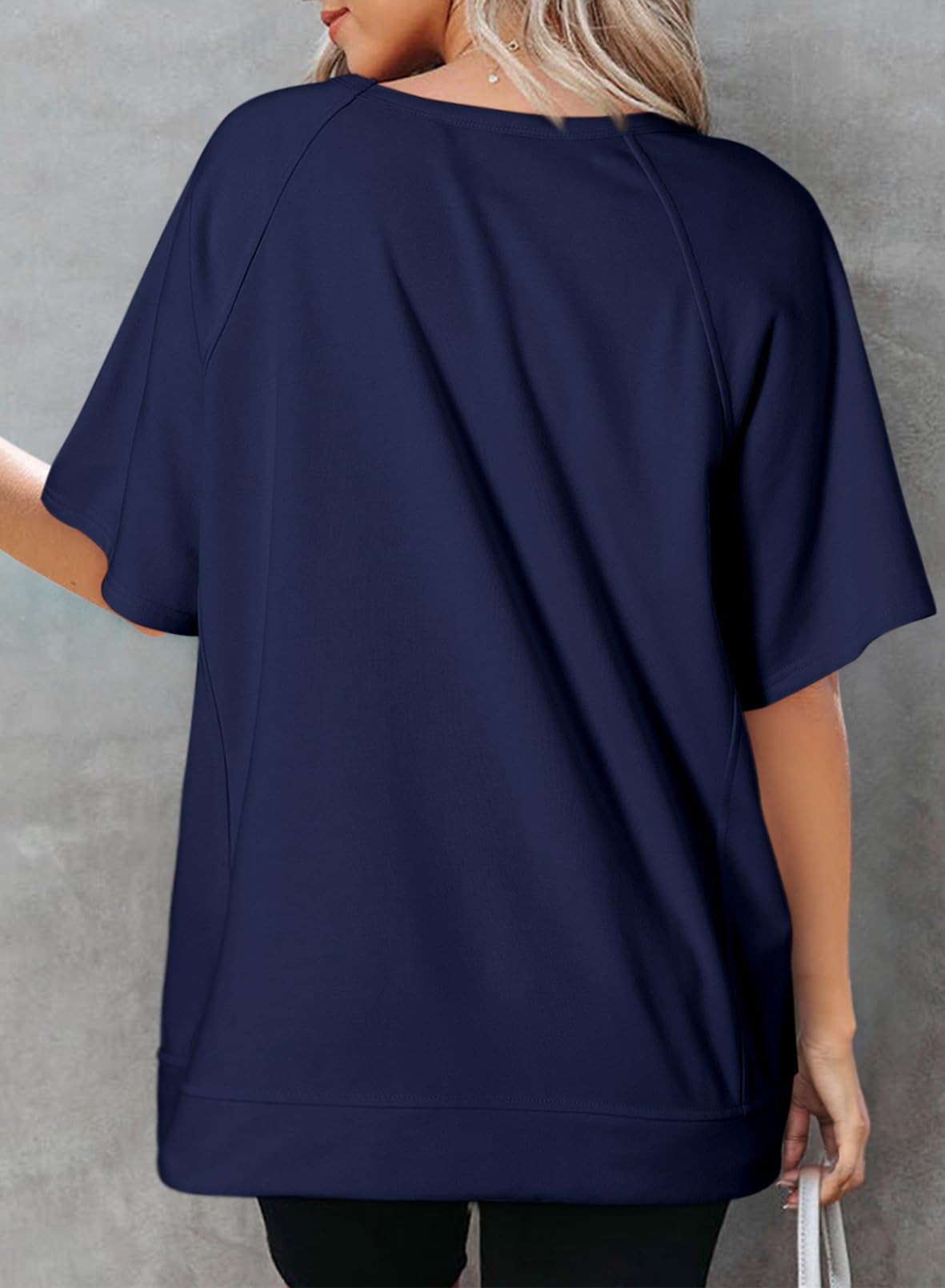 Women's Oversized Round Neck High-Low Hem Short Sleeve Top（Buy 2 Free Shipping）