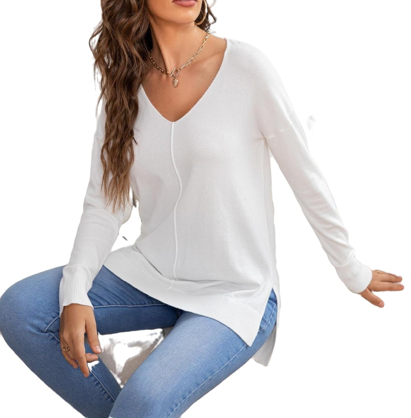 ✨Women's Casual Solid V Neck Pullover(Buy 2 Free Shipping)