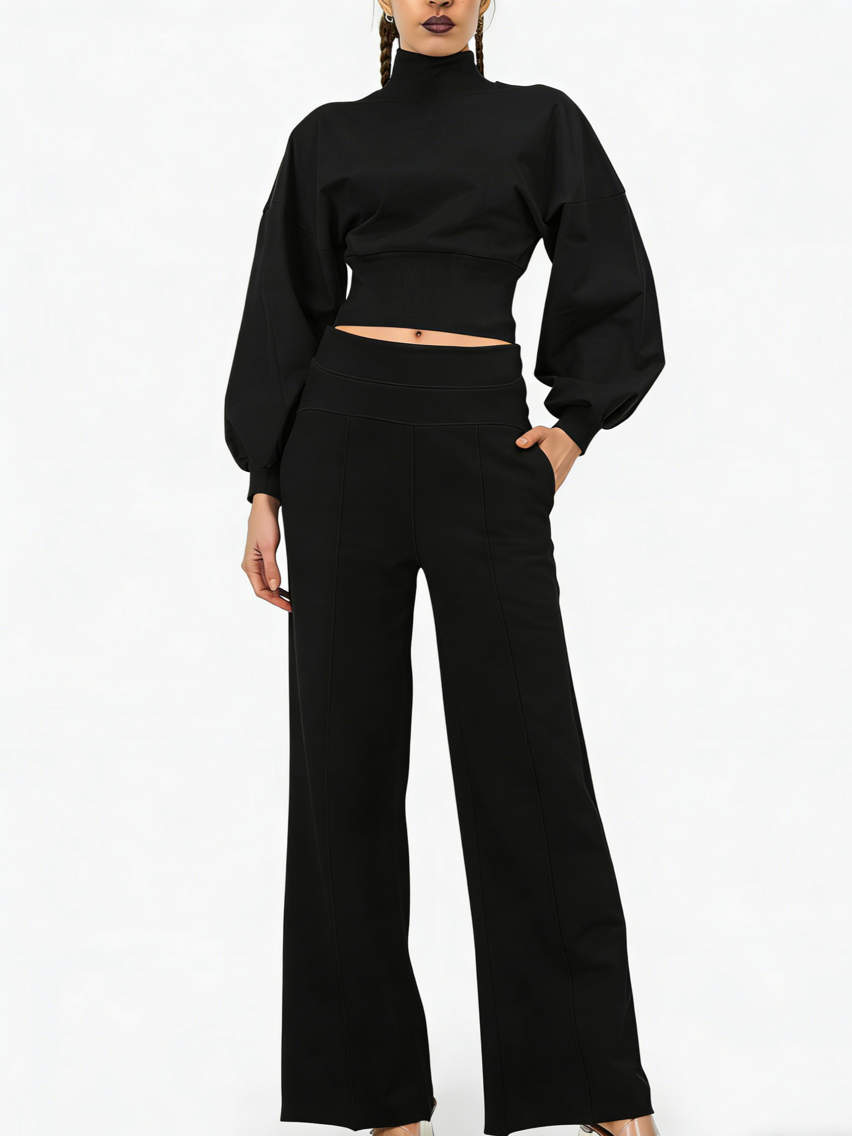 Women's 2-Piece Turtleneck Workout Set