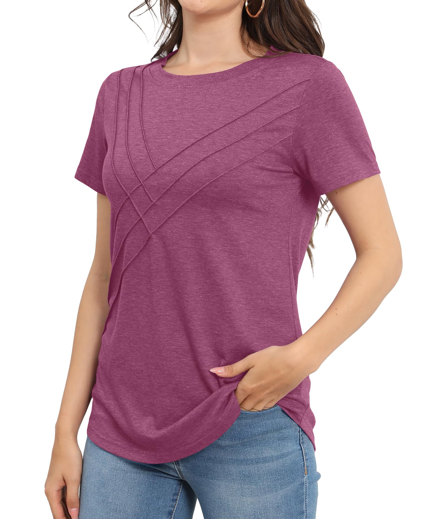 Women's Pleated Short Sleeve Top (buy 3 free shipping!!!)