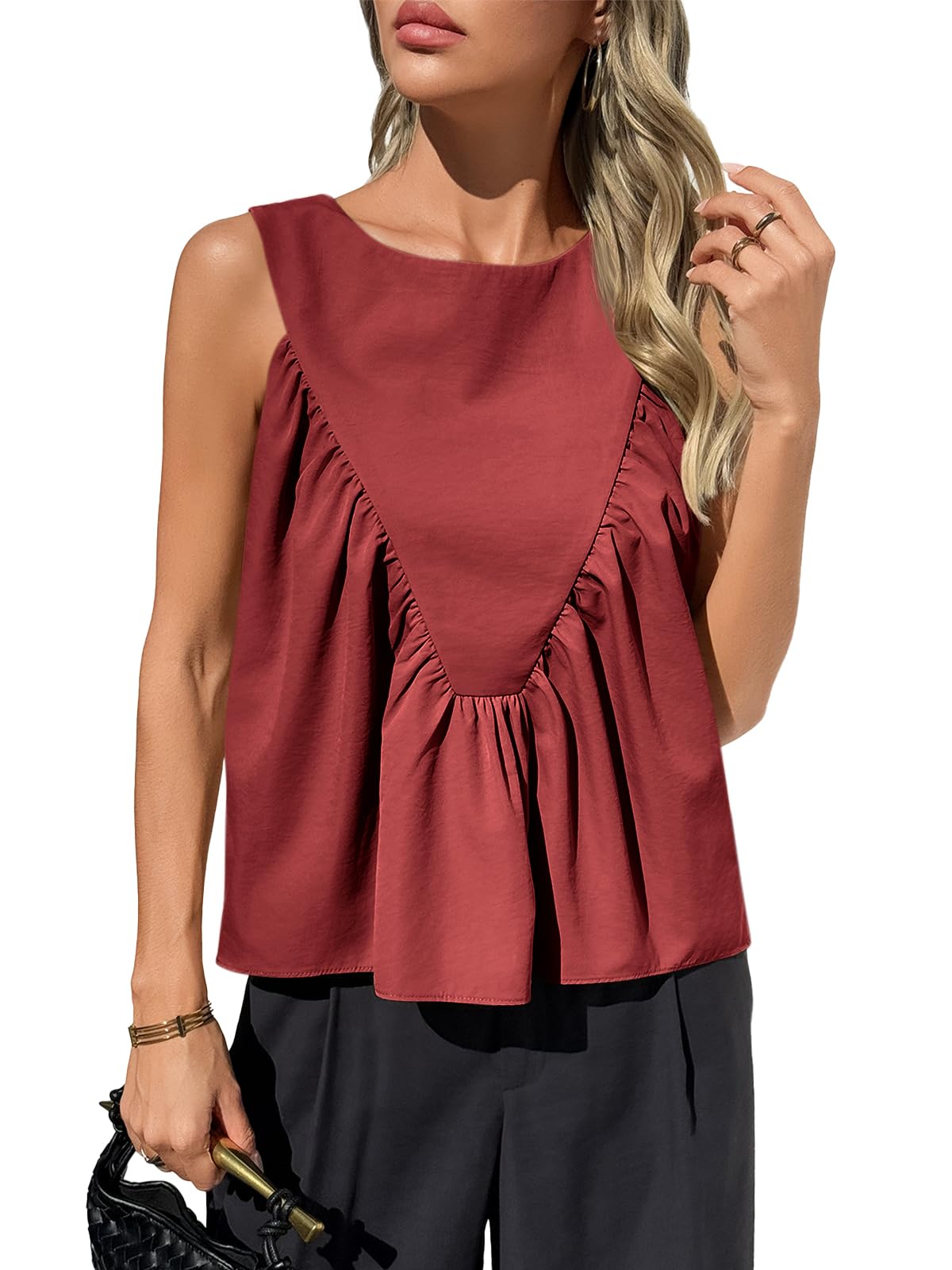 Womens Peplum Babydoll Tank Tops Summer Sleeveless Loose T Shirts (Buy 2 Free Shipping!!!)