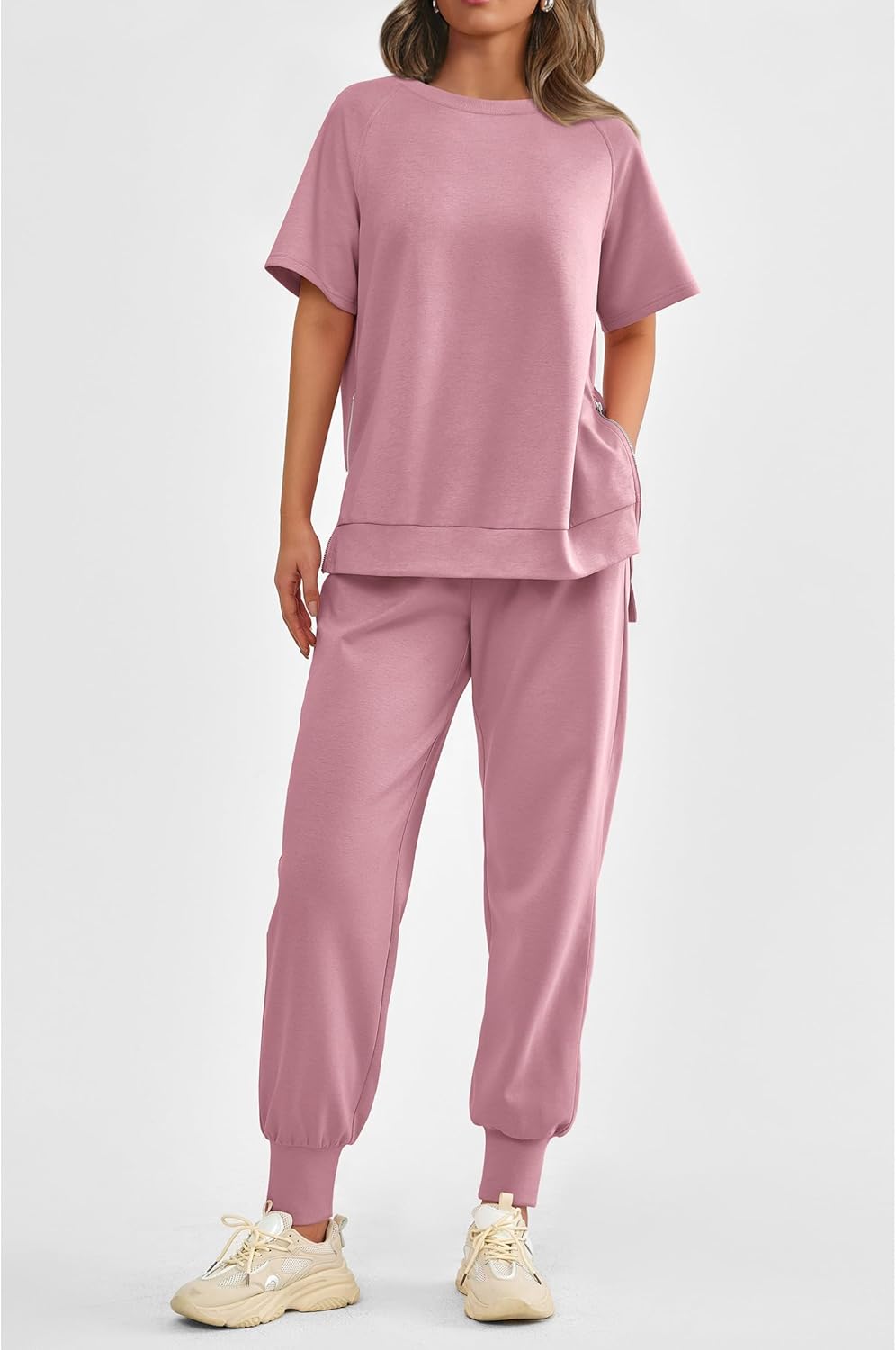 Women's  2 Piece Outfit Tracksuits Casual Tops High Waisted Sweatpants Set