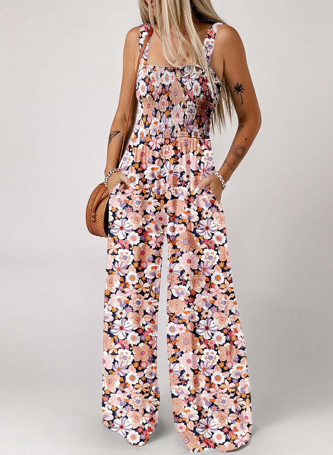 Limited time sale🔥Women's Overalls Casual Floral Print Sleeveless Jumpsuit with Pockets(buy 2 free shipping)