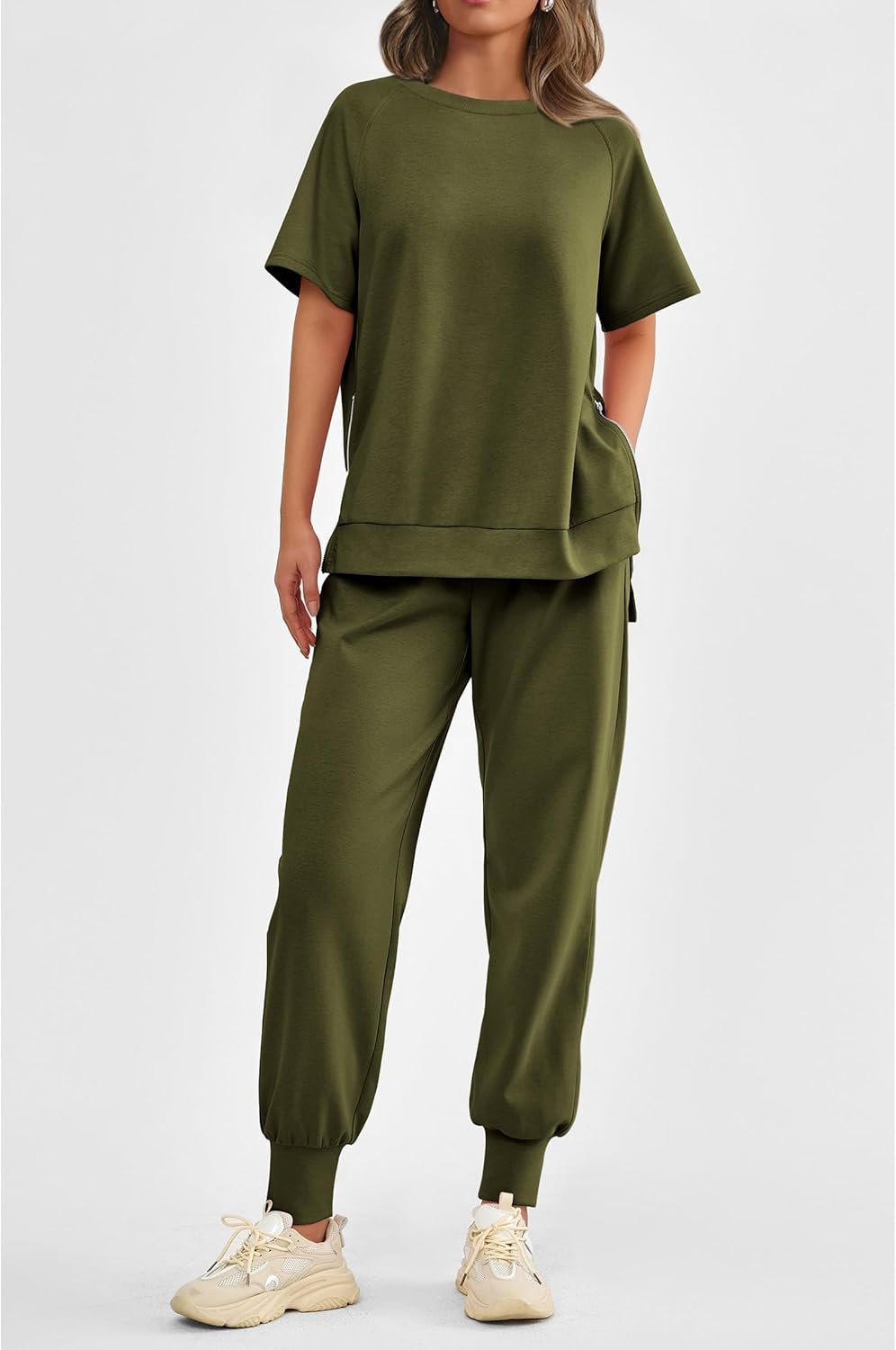 Women's  2 Piece Outfit Tracksuits Casual Tops High Waisted Sweatpants Set