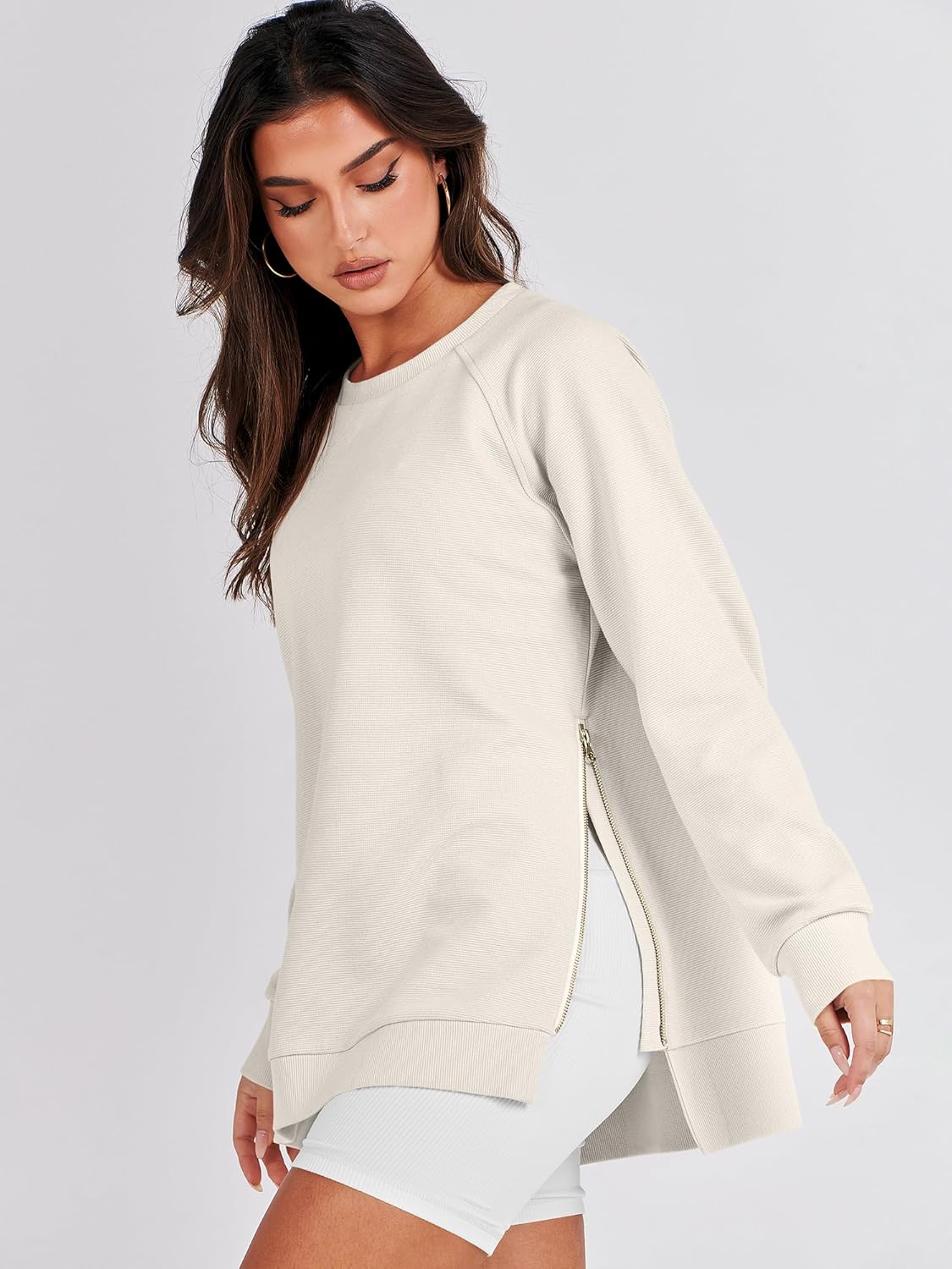  Women‘s Oversized Sweatshirt Crewneck Long Sleeve Tunic Pollover Shirts