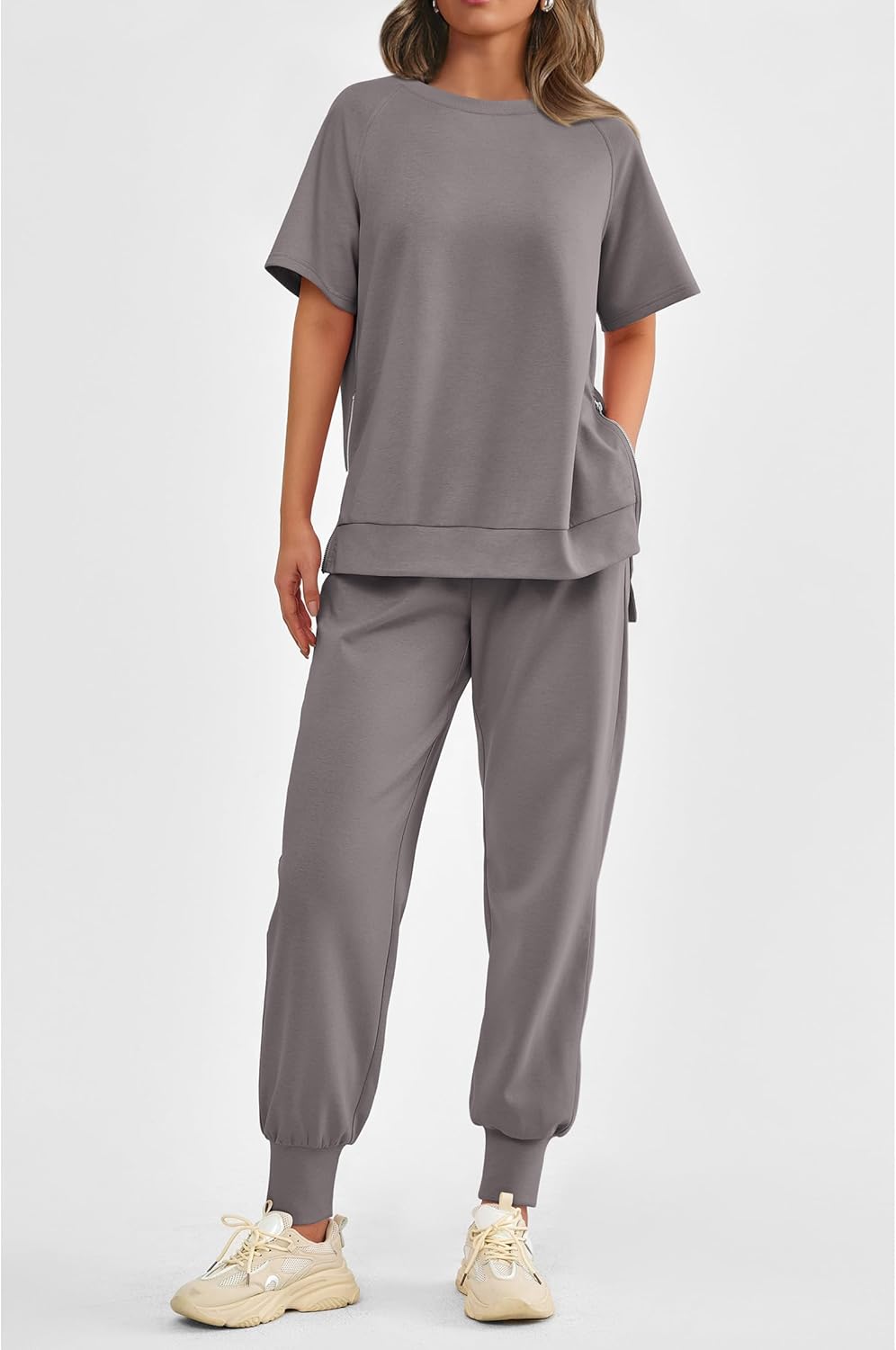 Women's  2 Piece Outfit Tracksuits Casual Tops High Waisted Sweatpants Set