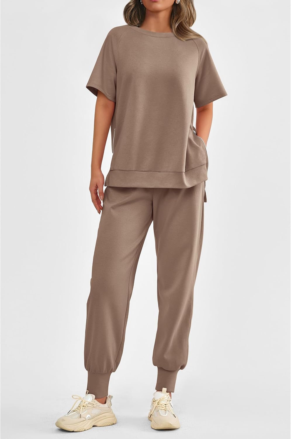 Women's  2 Piece Outfit Tracksuits Casual Tops High Waisted Sweatpants Set