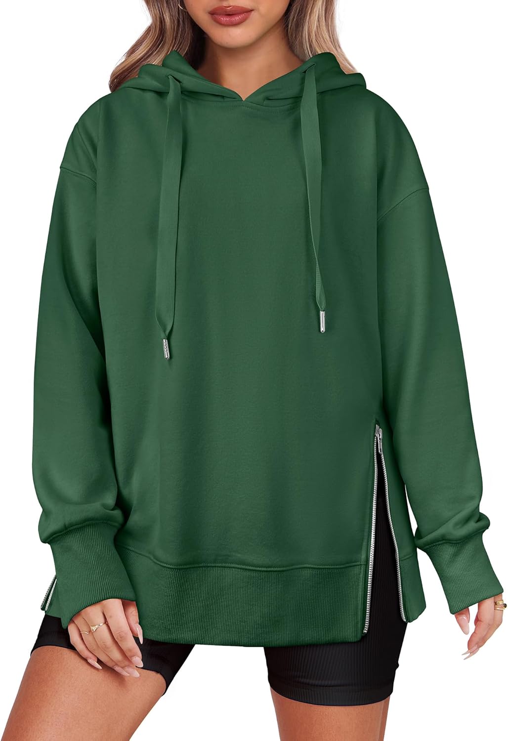 Oversized Side Zipper Tunic Pullover Hoodie (Buy 2 Free Shipping)