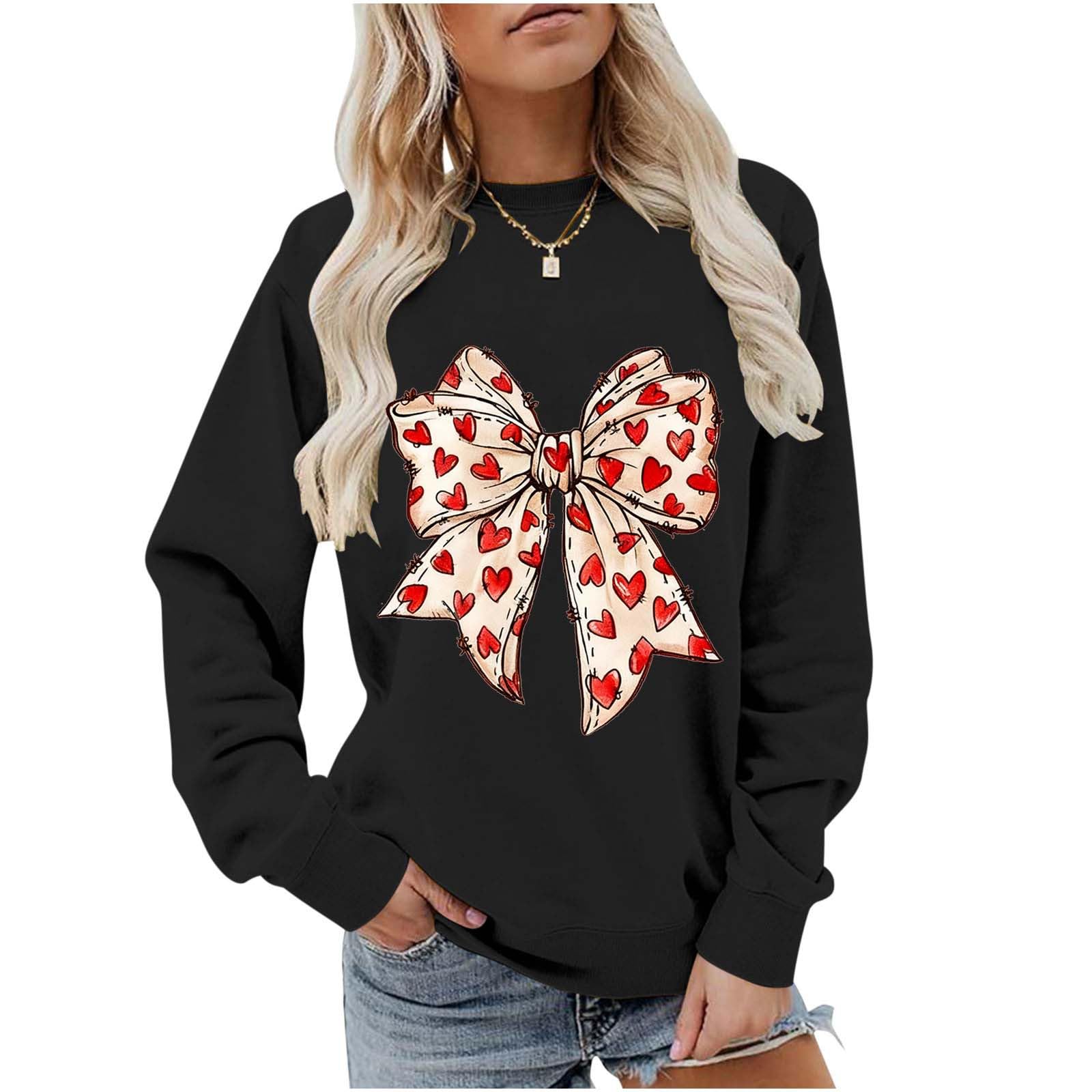 Valentines Day Heart Bow Sweatshirt