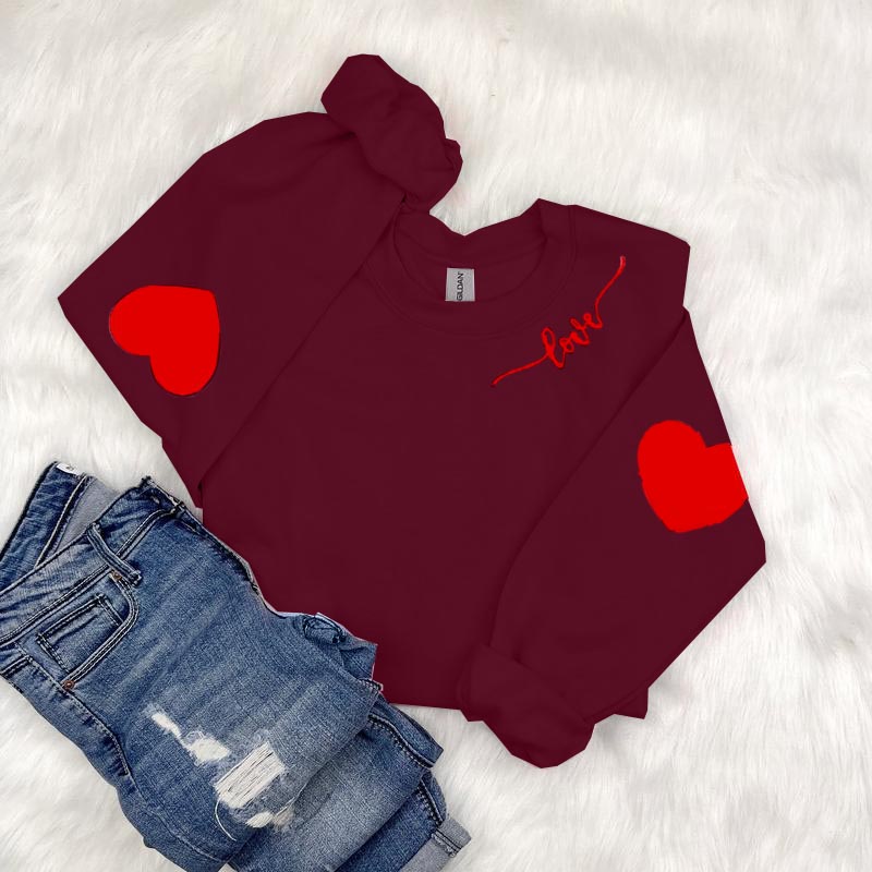 Long Sleeve Sweatershirt with Heart Elbow Patch