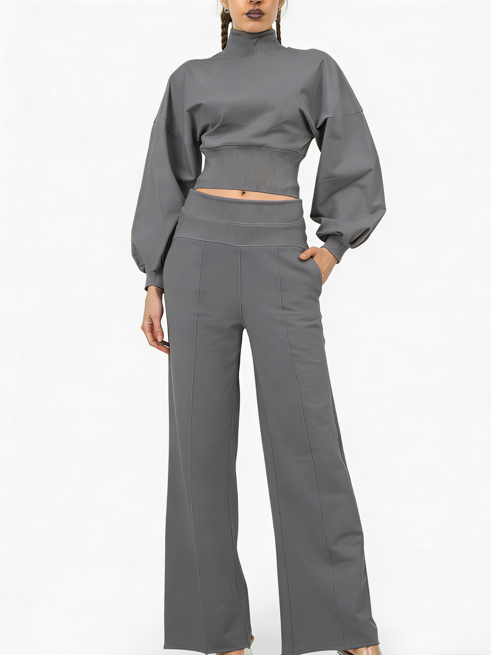 Women's 2-Piece Turtleneck Workout Set