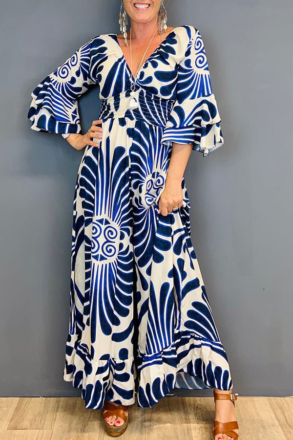 2023 New Vintage Floral Ruffle Sleeve Jumpsuit(Buy 2 Free Shipping)