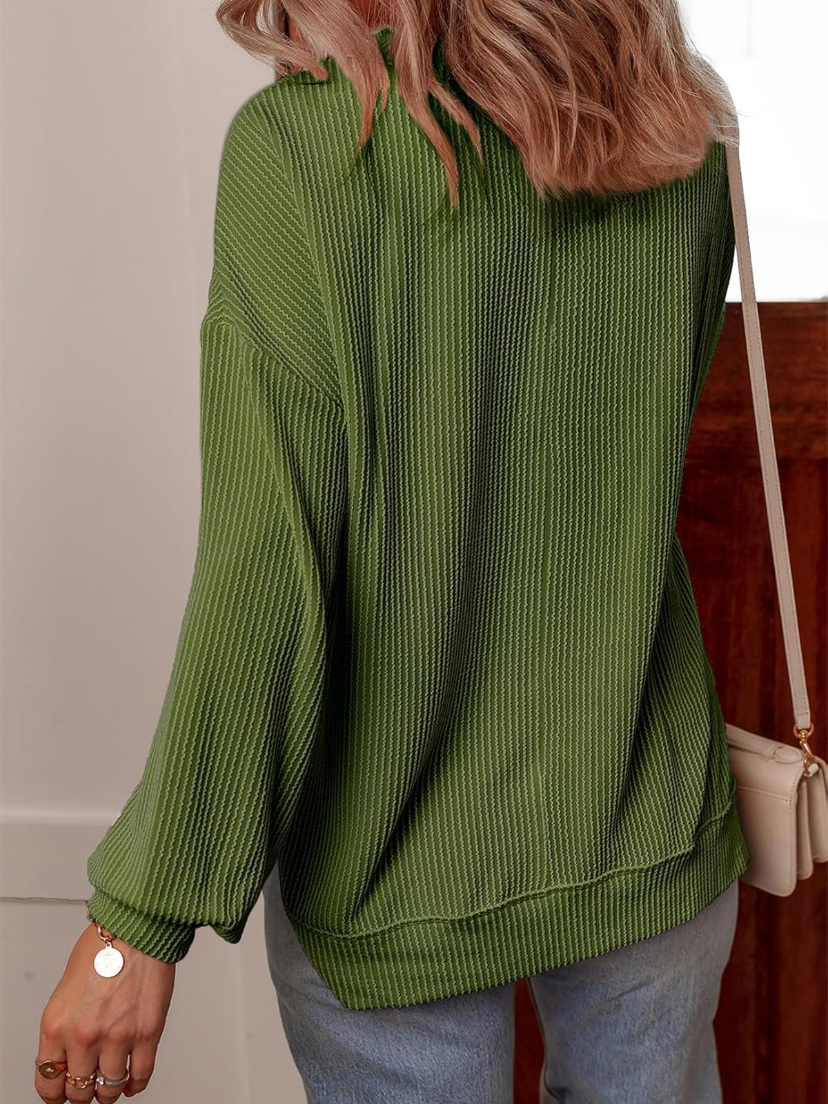 Womens Long Sleeve  Casual V Neck Oversized Tee T-Shirts Tops