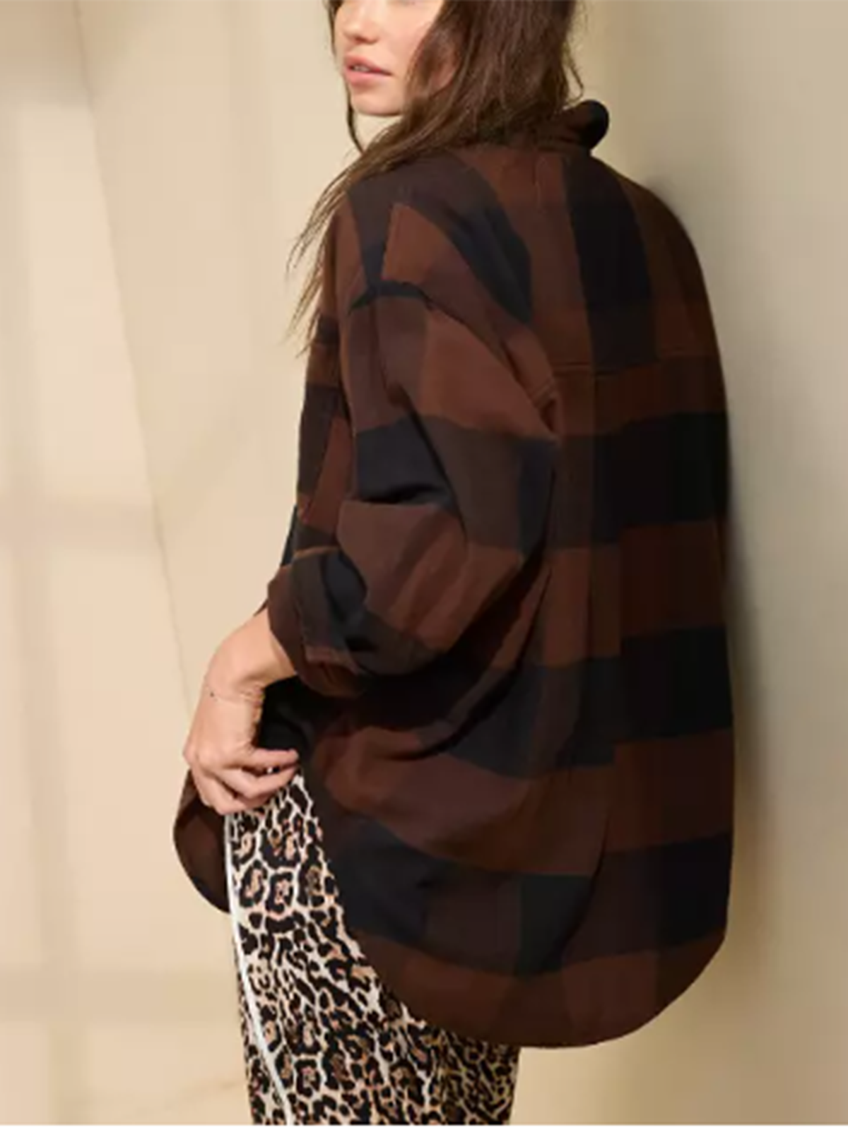 Oversized Long-Sleeved Plaid Flannel Shirt[Buy 2 Free Shipping]