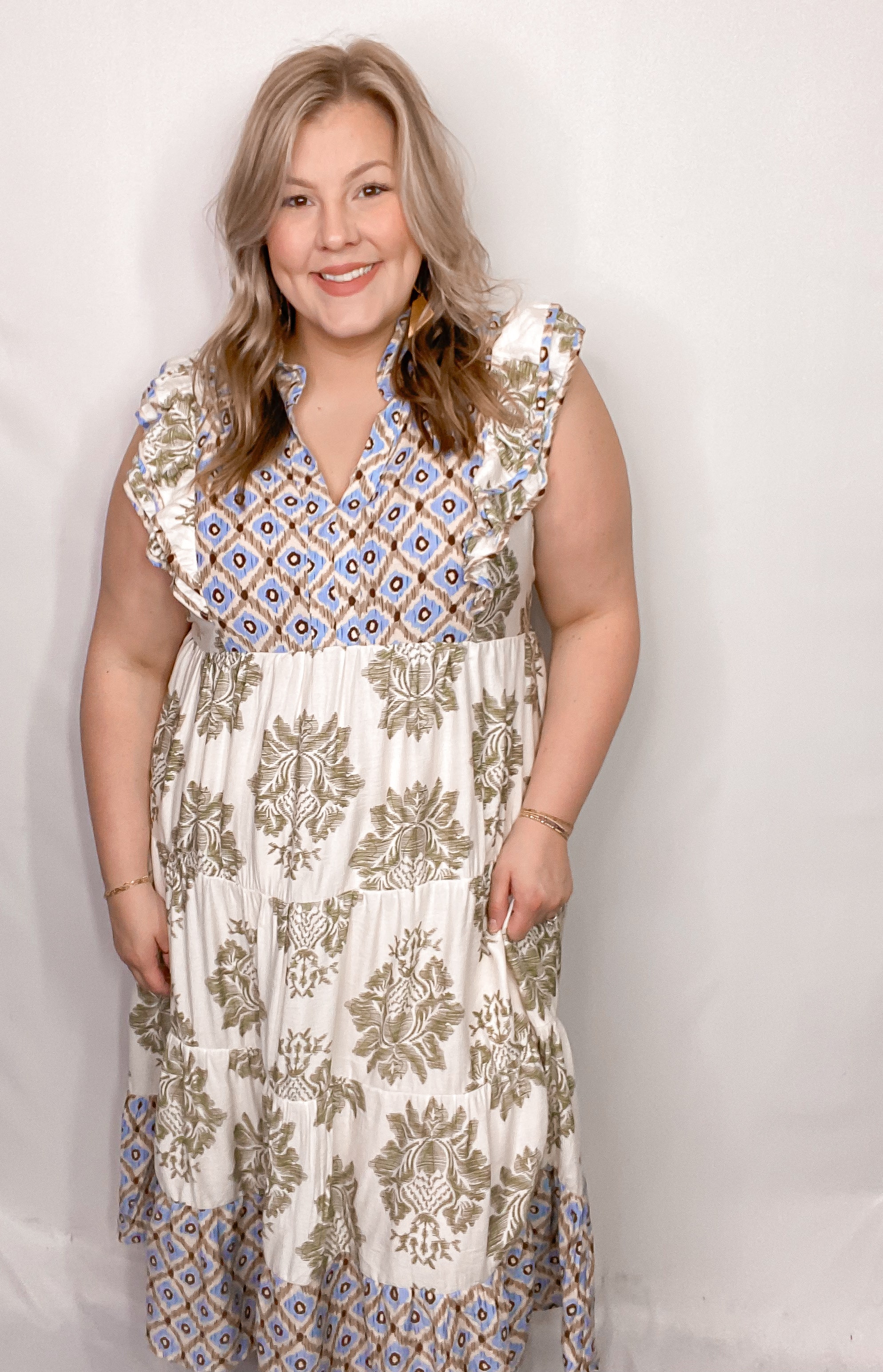 Casual Printed Ruffle Sleeve Dress (Buy 2 Free Shipping)