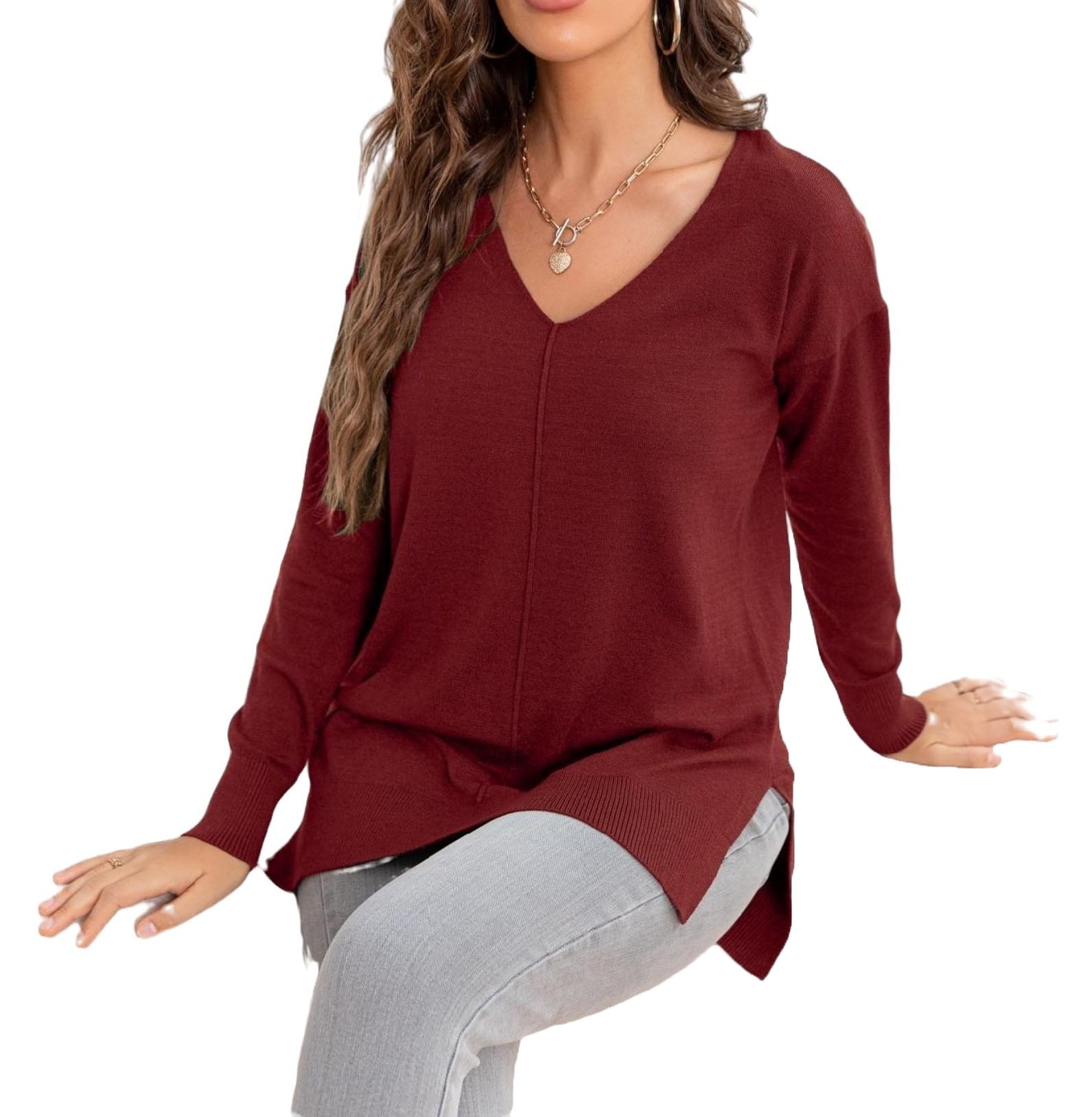 ✨Women's Casual Solid V Neck Pullover(Buy 2 Free Shipping)