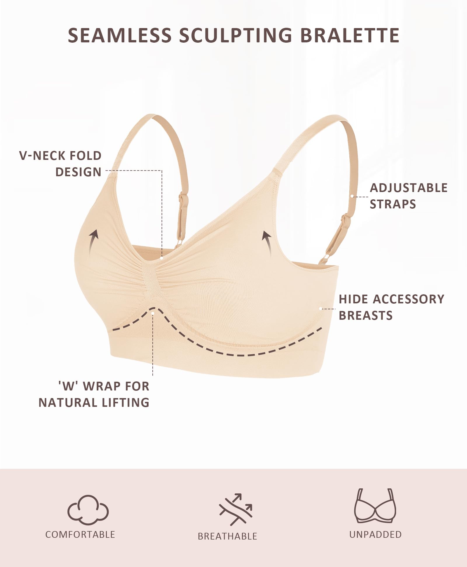 Bralettes for Women with Support Comfortable Bras No Underwire Seamless