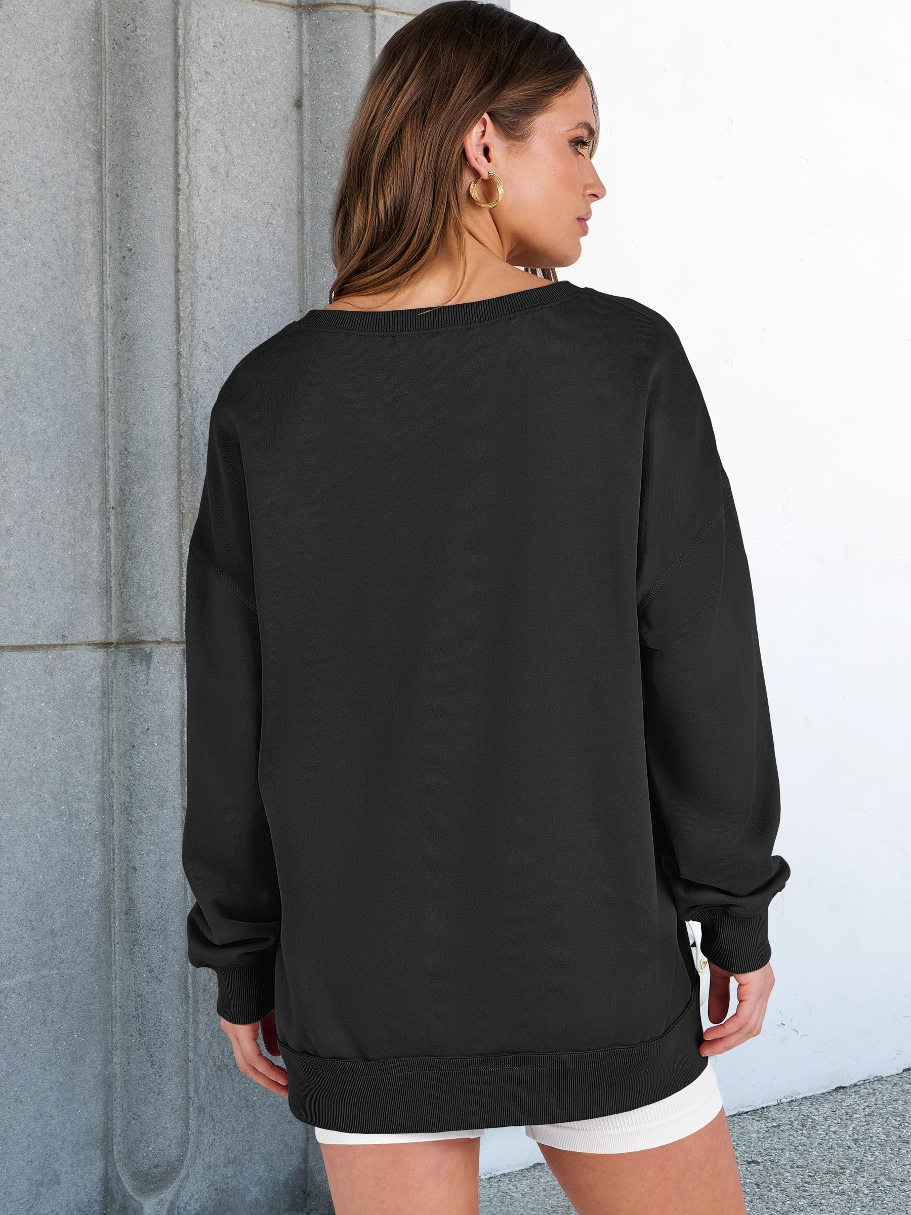 Women's  Casual Oversized  V Neck Long Sleeve Sweatshirt