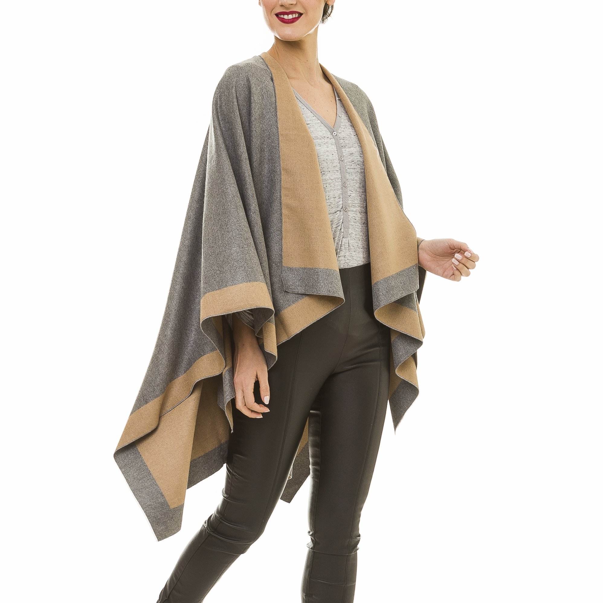 Women's Shawl Wrap Poncho Ruana Cape Cardigan Sweater Open Front
