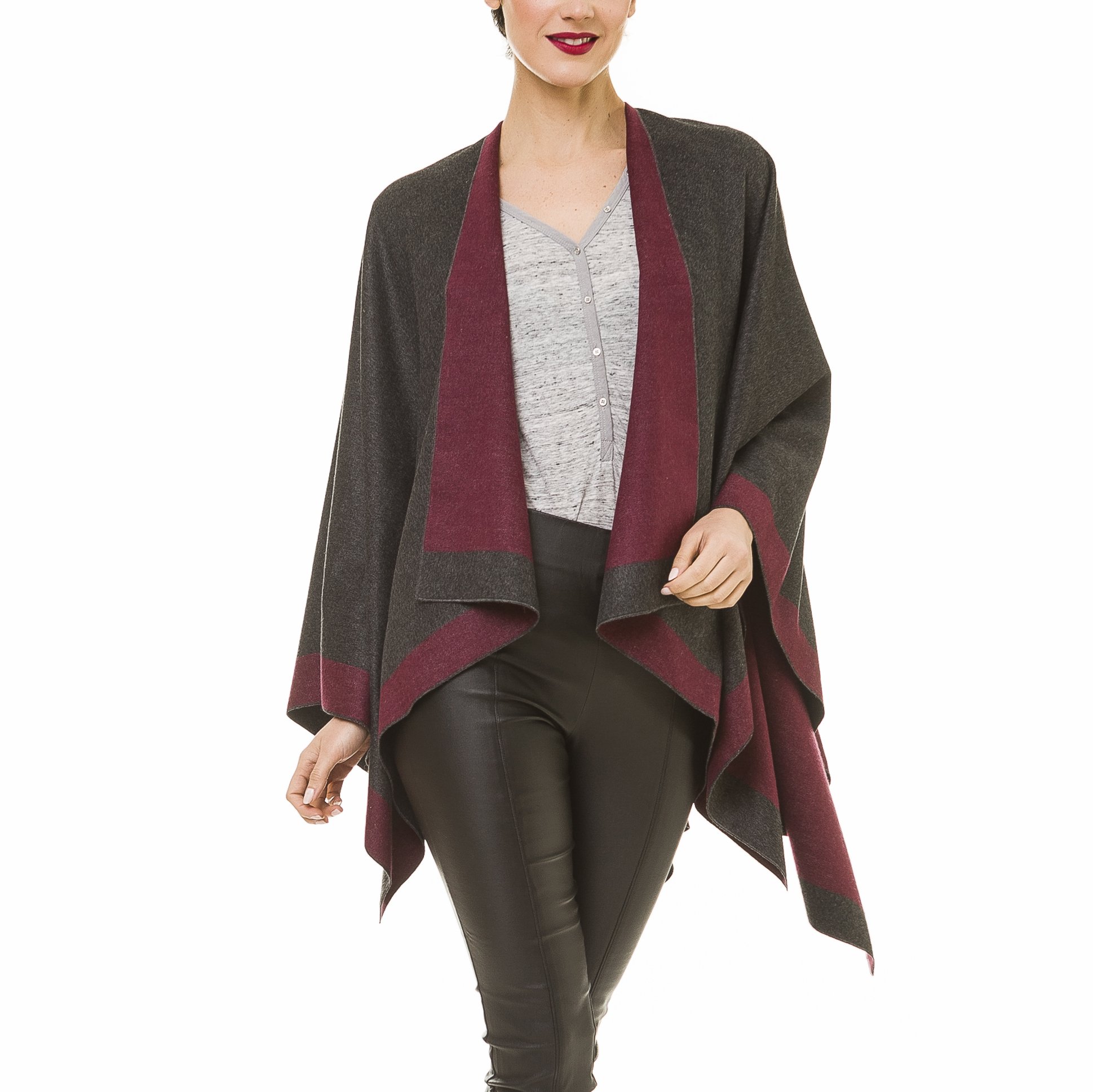 Women's Shawl Wrap Poncho Ruana Cape Cardigan Sweater Open Front