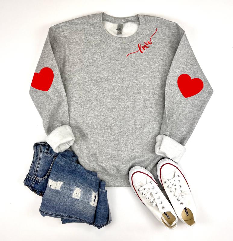 Long Sleeve Sweatershirt with Heart Elbow Patch
