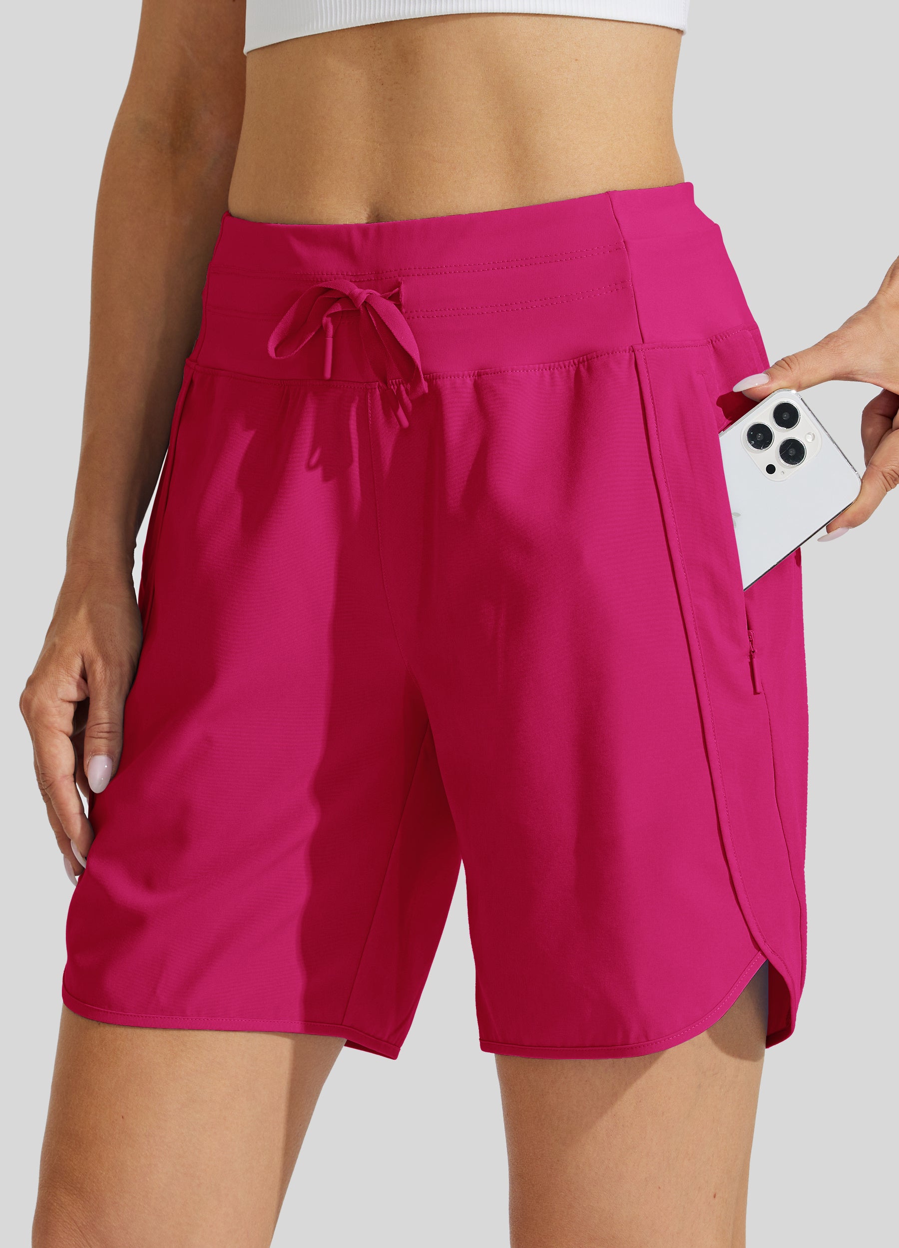 Women's Active 7 Inseam Athletic Long Running High Wasistband Shorts